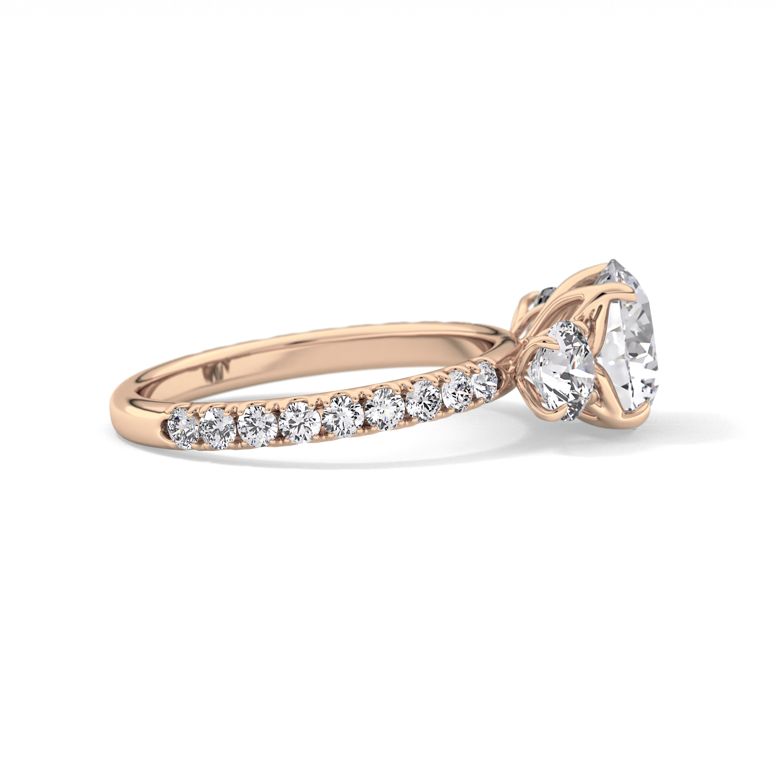 Round Three Stone Lab Grown Diamond Engagement Ring