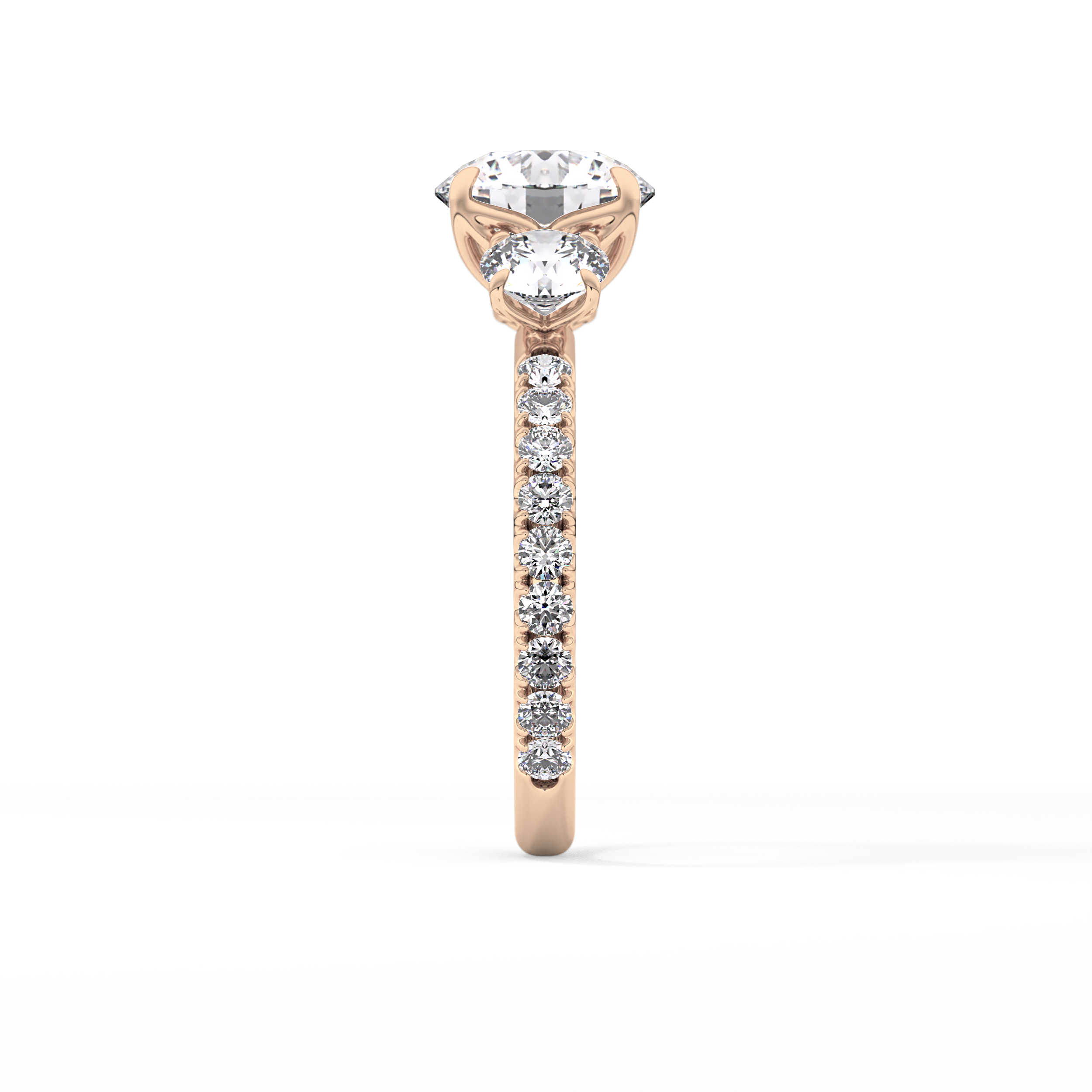Round Three Stone Lab Grown Diamond Engagement Ring