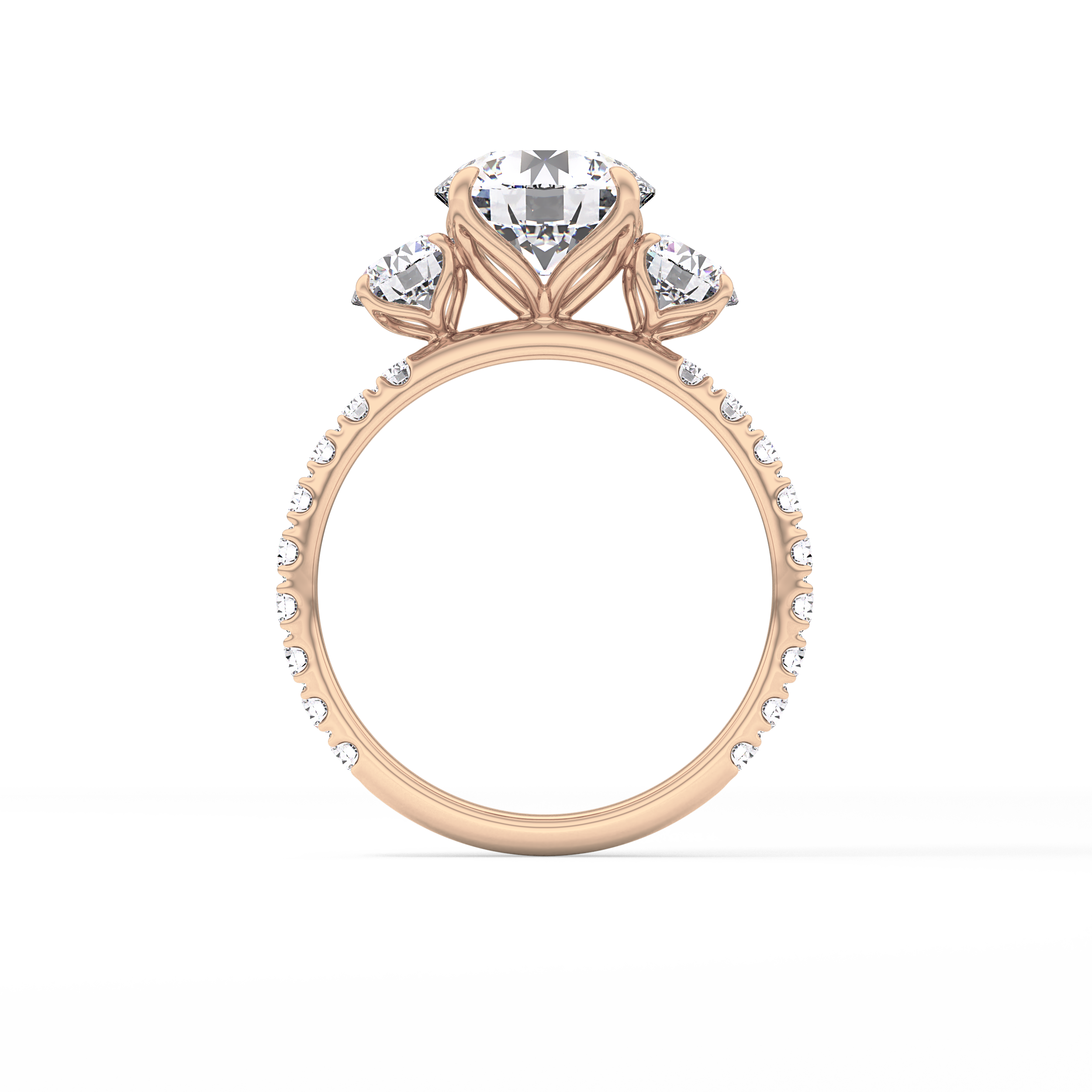 Round Three Stone Lab Grown Diamond Engagement Ring