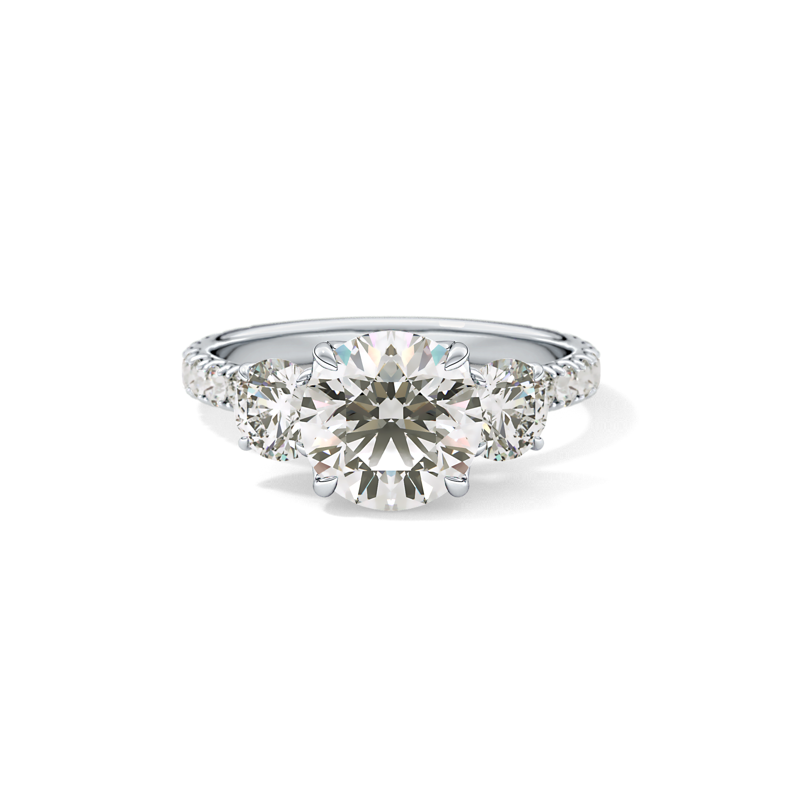 Round Three Stone Lab Grown Diamond Engagement Ring