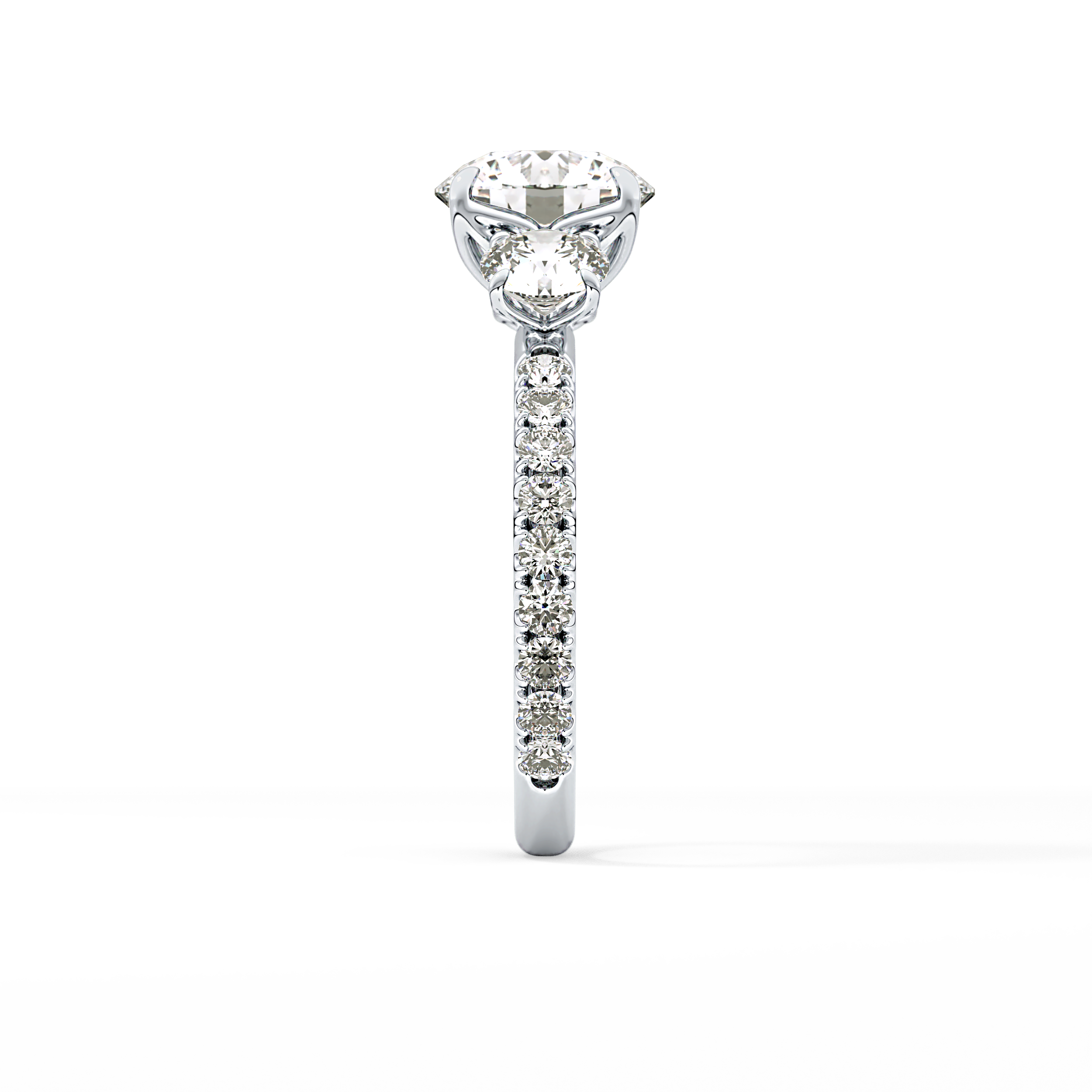 Round Three Stone Lab Grown Diamond Engagement Ring
