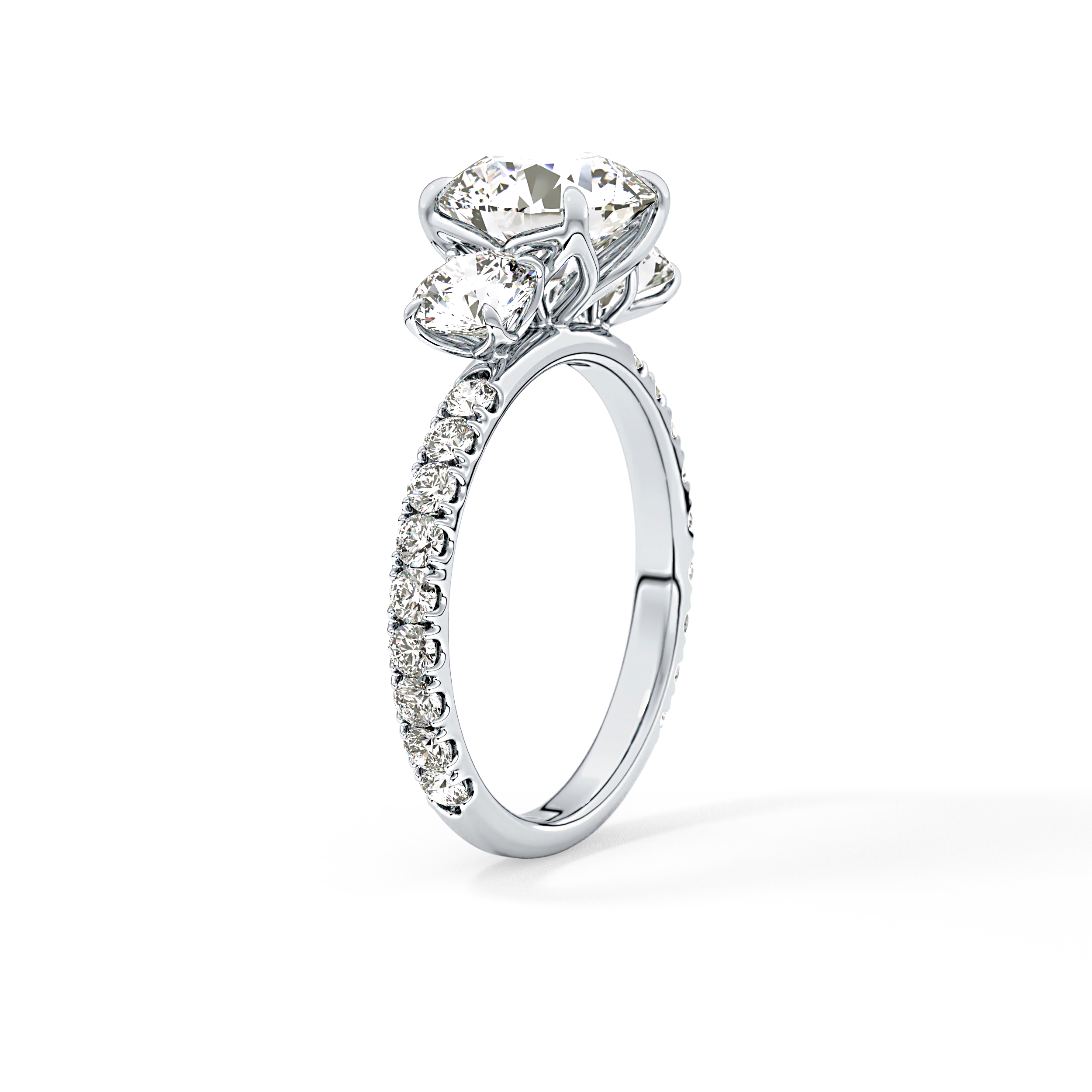 Round Three Stone Lab Grown Diamond Engagement Ring