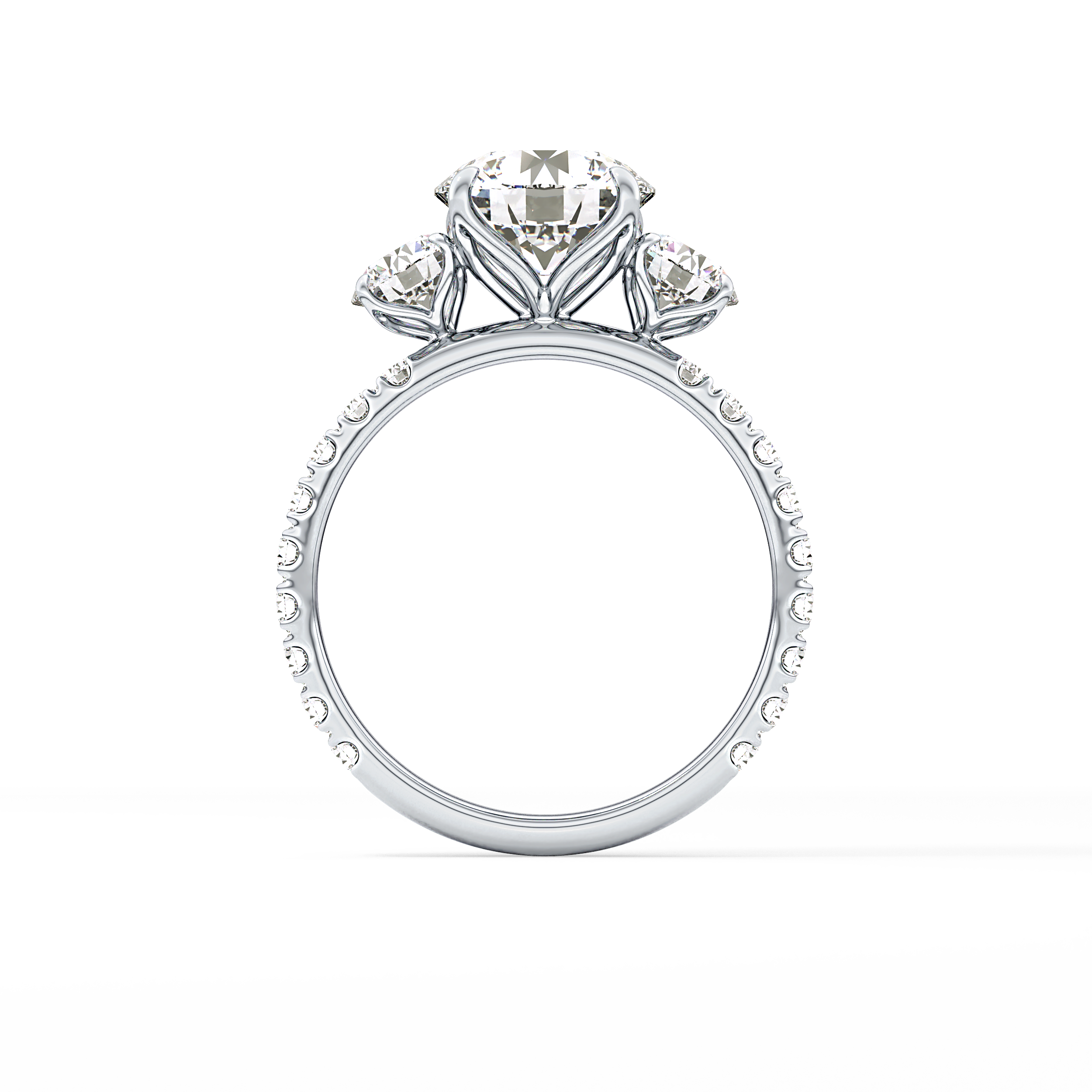 Round Three Stone Lab Grown Diamond Engagement Ring