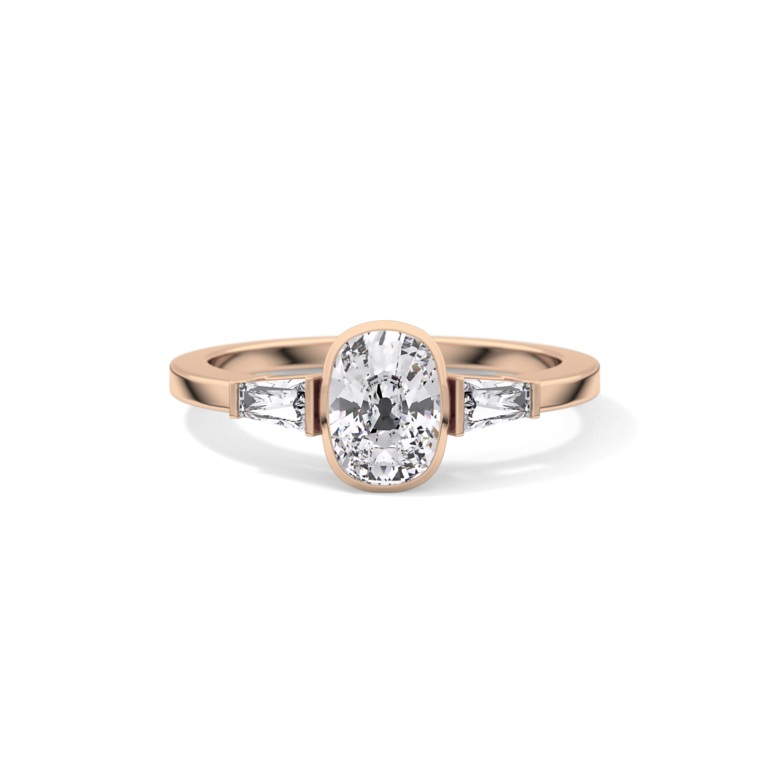 Cushion Three Stone Lab Grown Diamond Engagement Ring