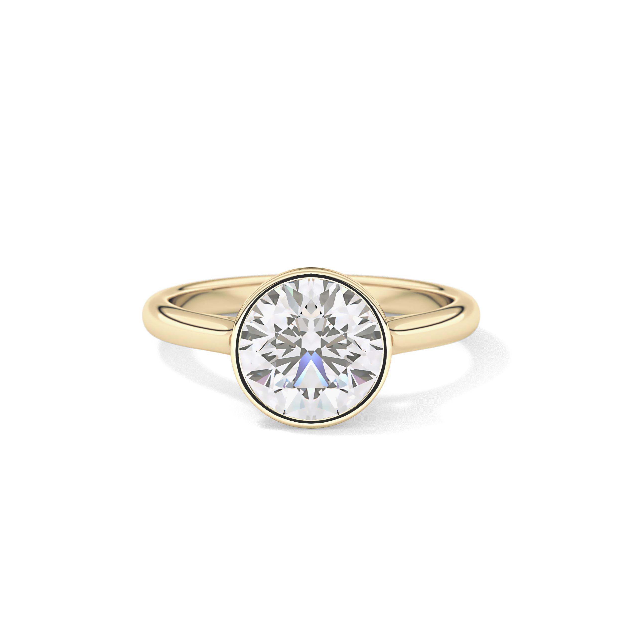 Round Solitaire Bezel Lab Grown Diamond Engagement Ring
