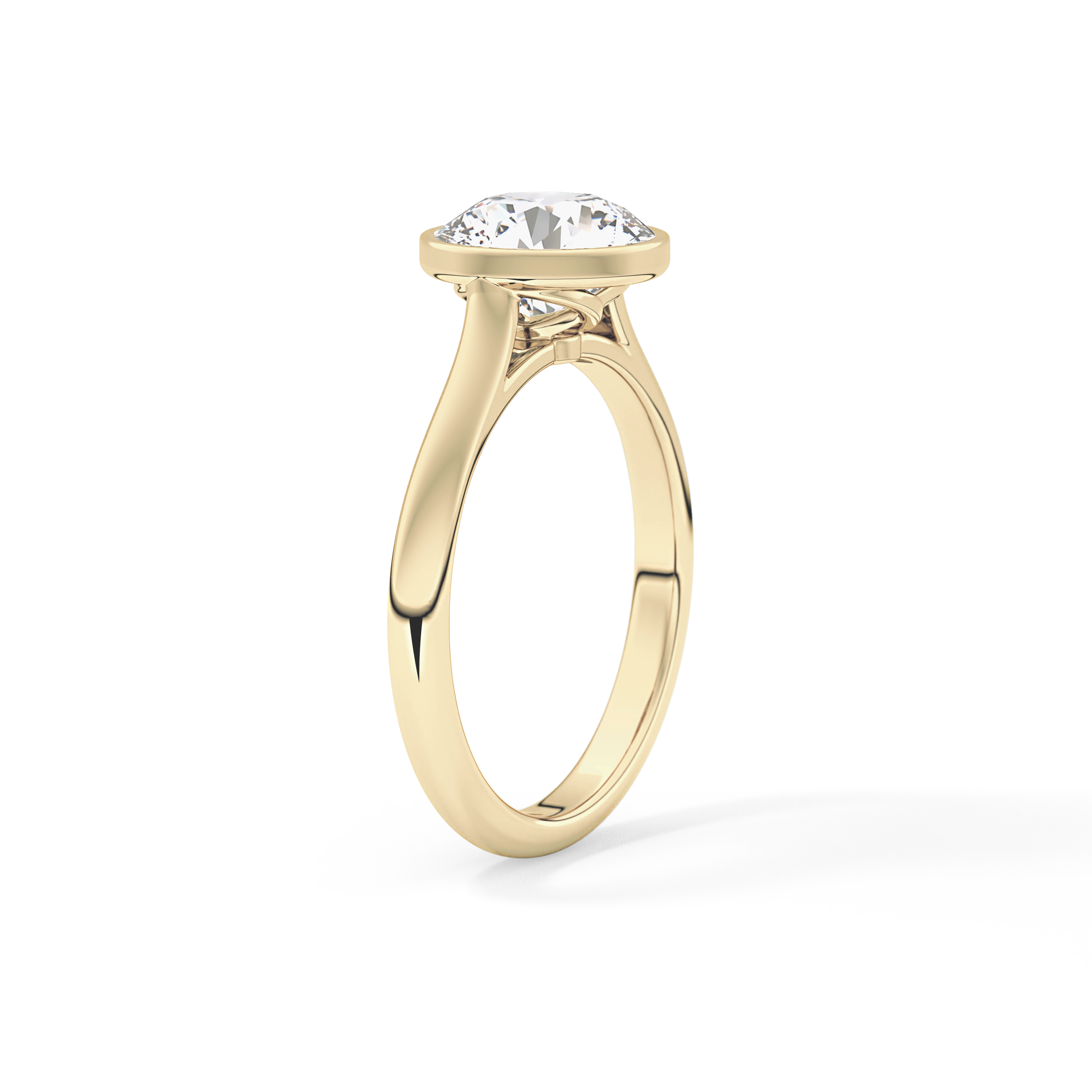 Round Solitaire Bezel Lab Grown Diamond Engagement Ring