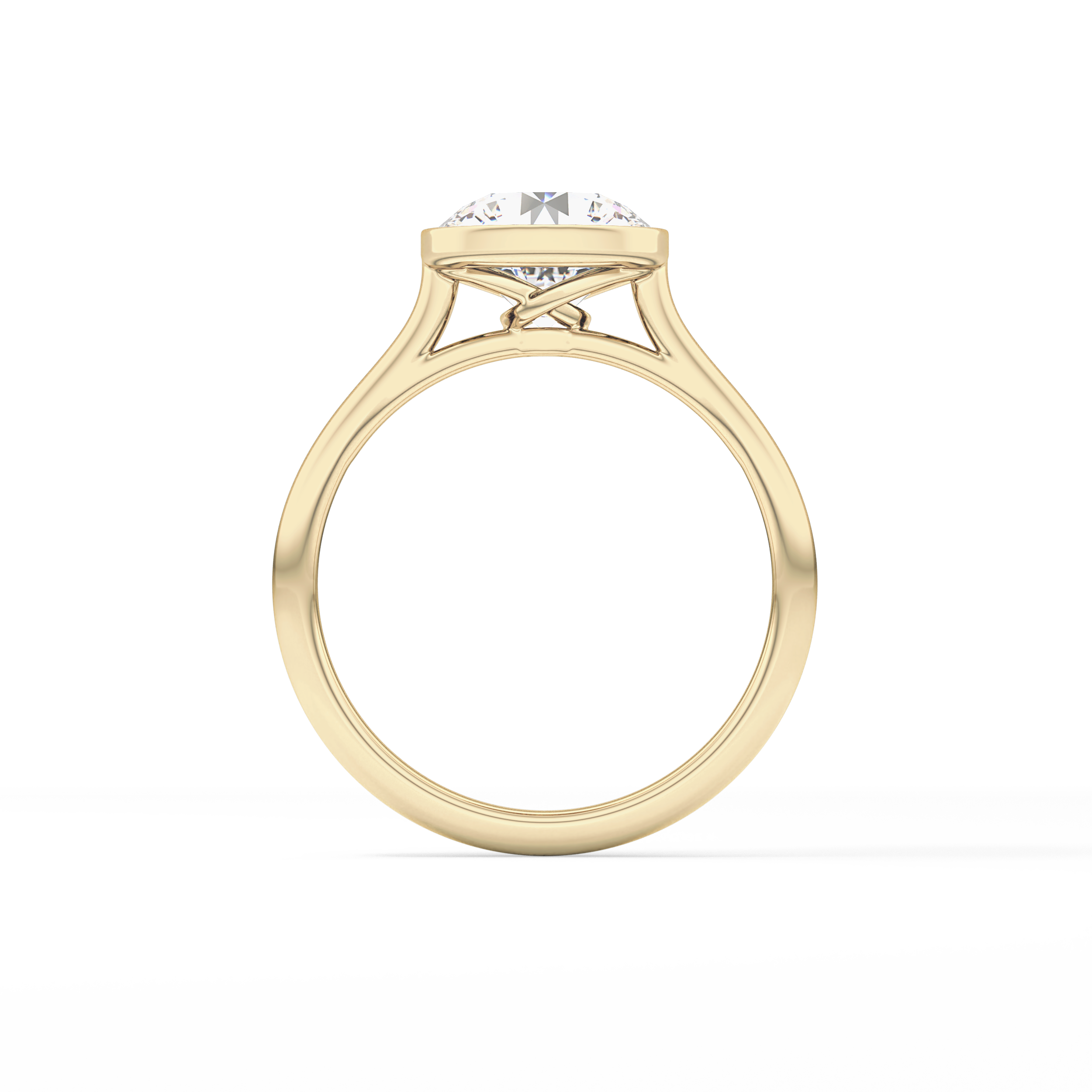 Round Solitaire Bezel Lab Grown Diamond Engagement Ring