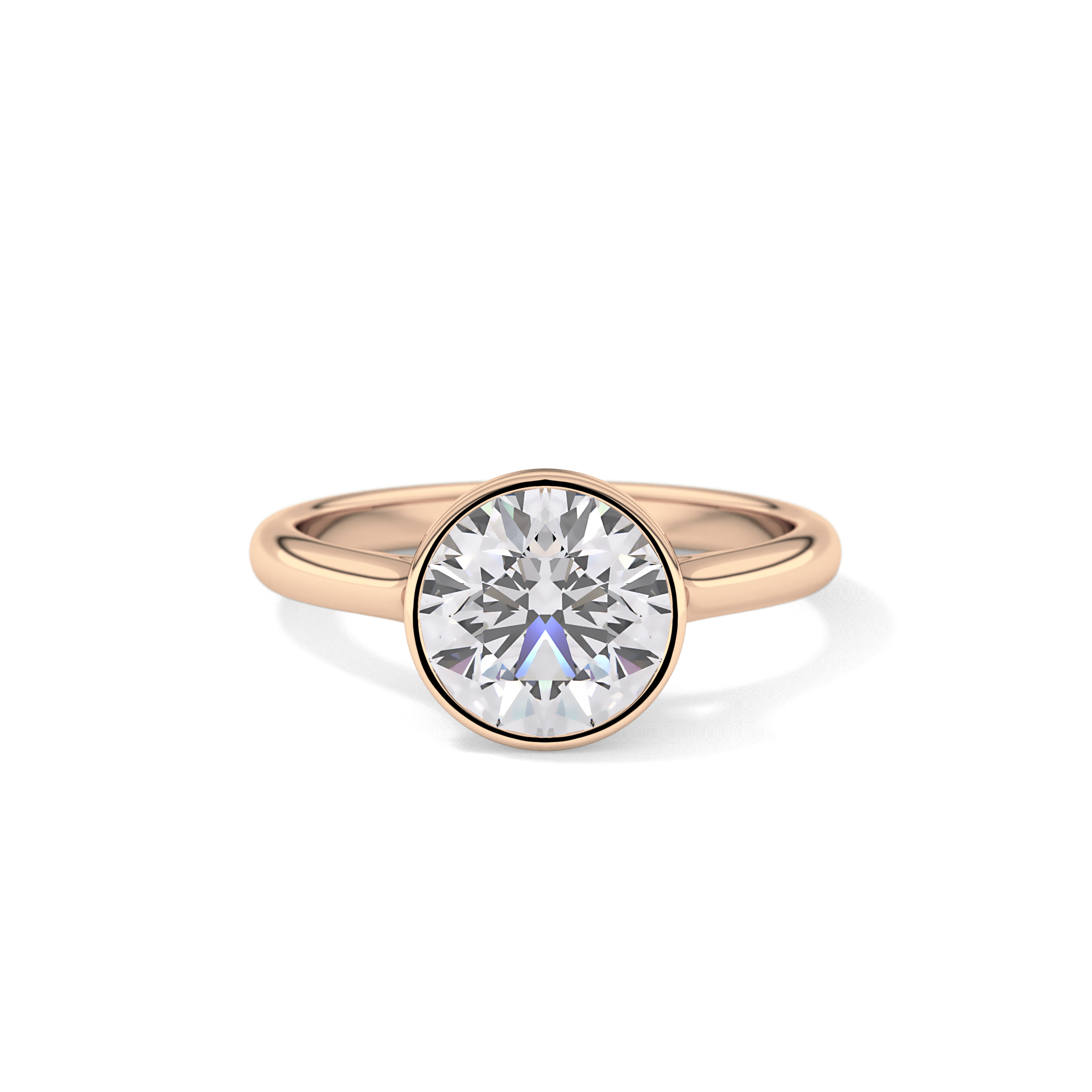 Round Solitaire Bezel Lab Grown Diamond Engagement Ring