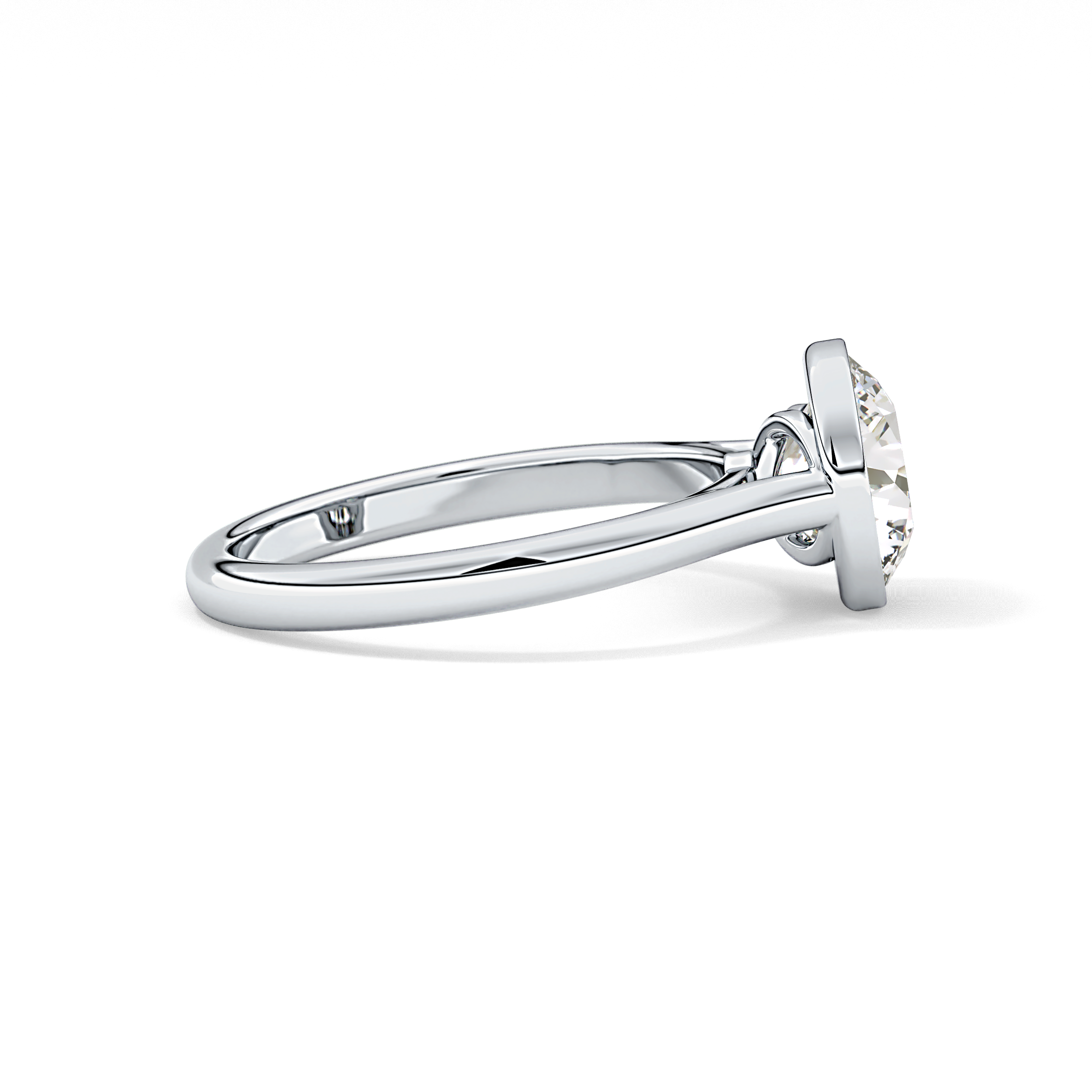 Round Solitaire Bezel Lab Grown Diamond Engagement Ring