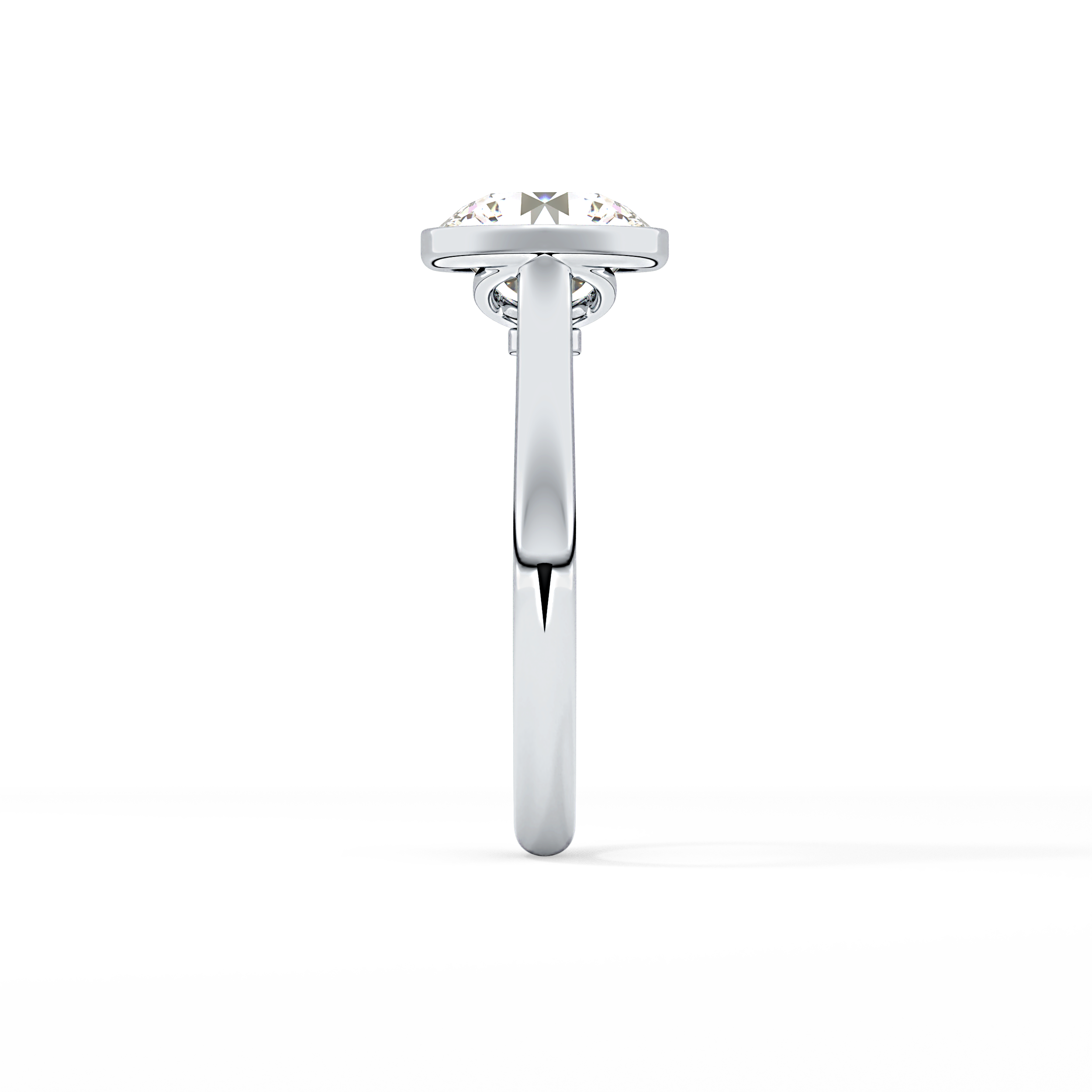 Round Solitaire Bezel Lab Grown Diamond Engagement Ring