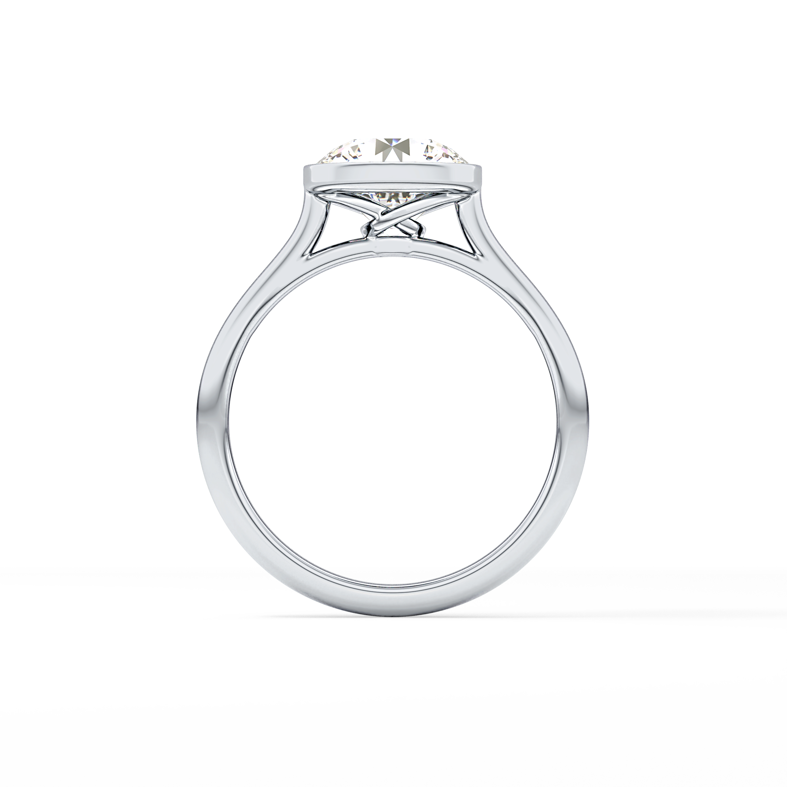 Round Solitaire Bezel Lab Grown Diamond Engagement Ring