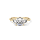 Asscher Three Stones Lab Grown Diamond Engagement Ring