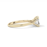 Asscher Three Stones Lab Grown Diamond Engagement Ring