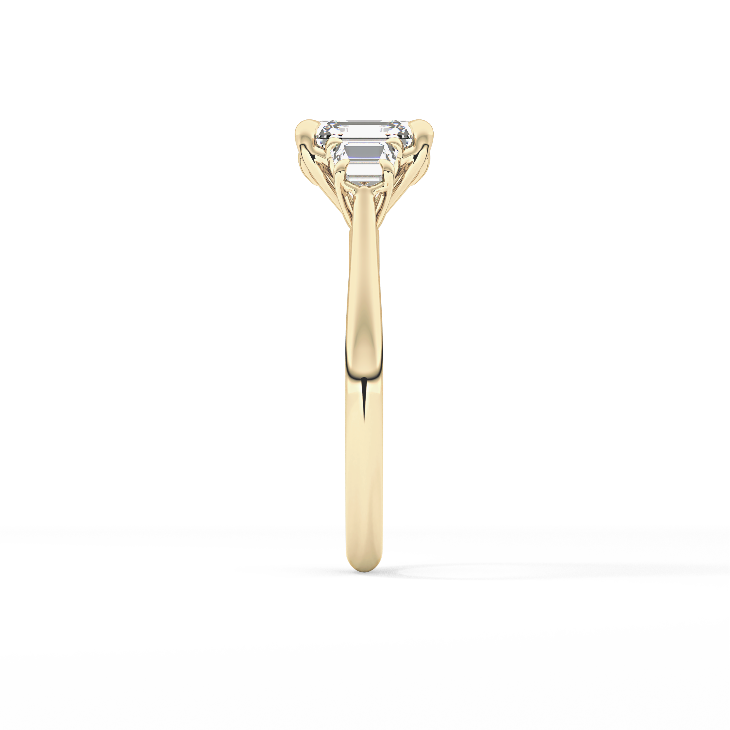 Asscher Three Stones Lab Grown Diamond Engagement Ring