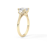 Asscher Three Stones Lab Grown Diamond Engagement Ring