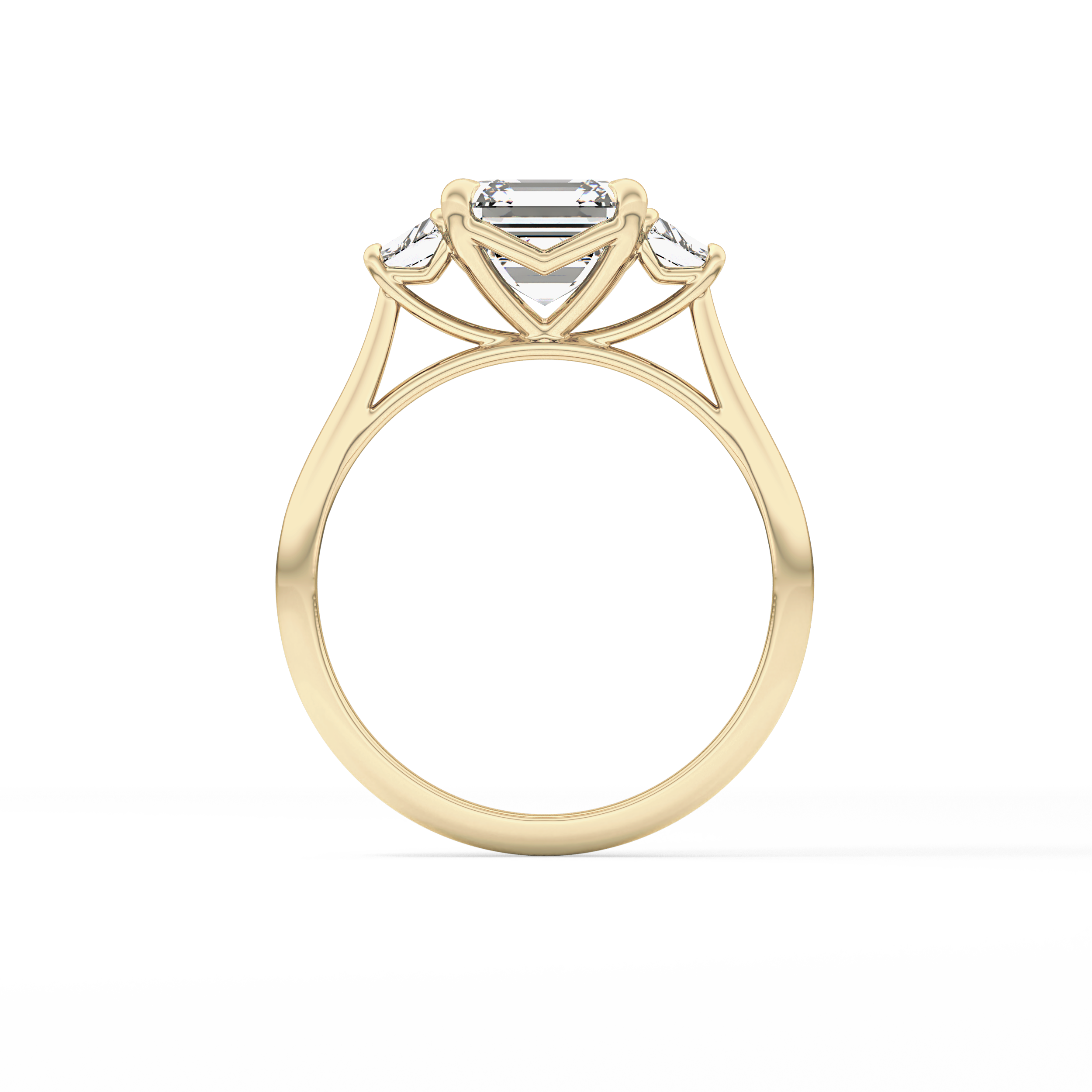 Asscher Three Stones Lab Grown Diamond Engagement Ring