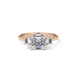 Asscher Three Stones Lab Grown Diamond Engagement Ring