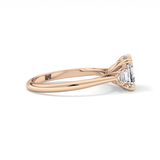 Asscher Three Stones Lab Grown Diamond Engagement Ring