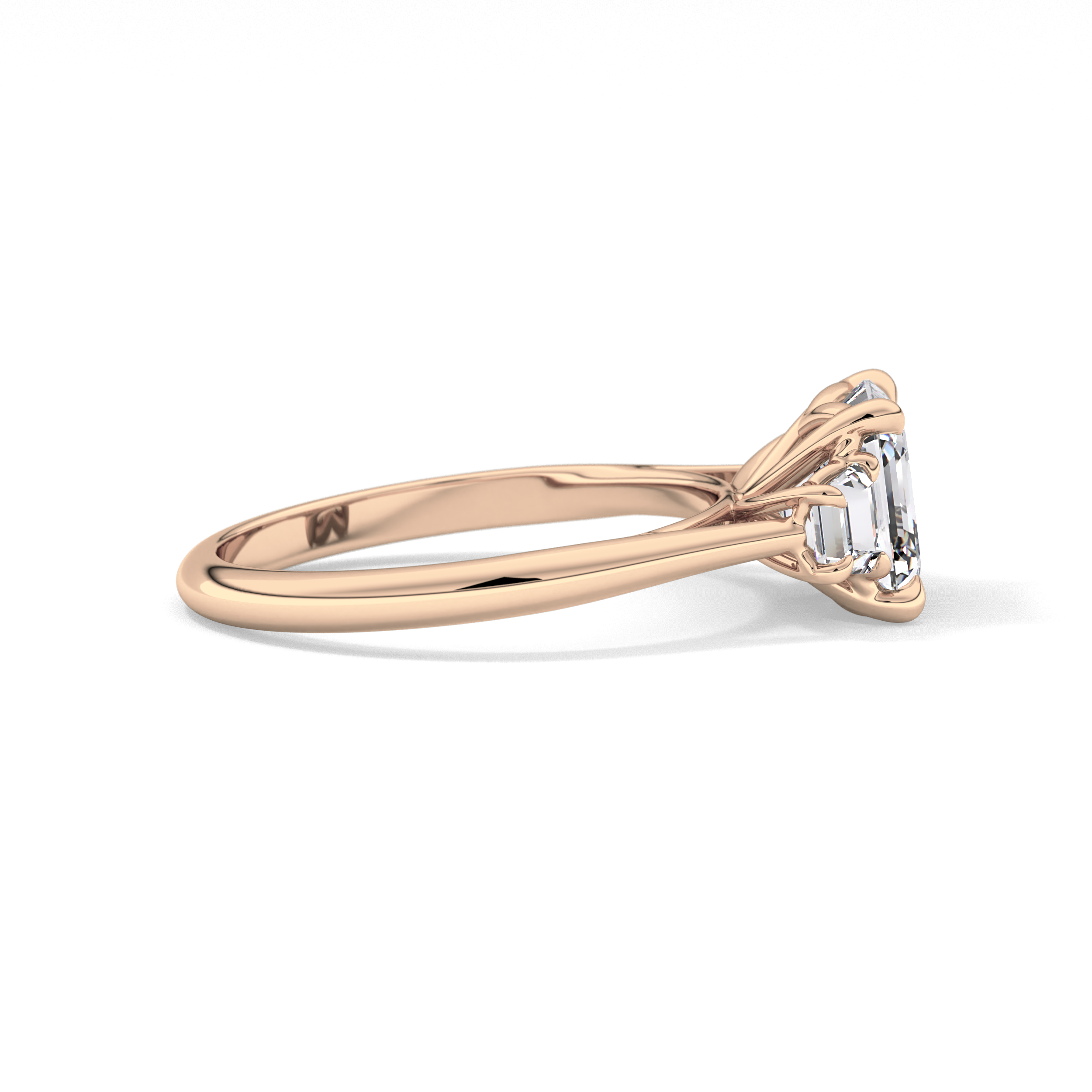 Asscher Three Stones Lab Grown Diamond Engagement Ring