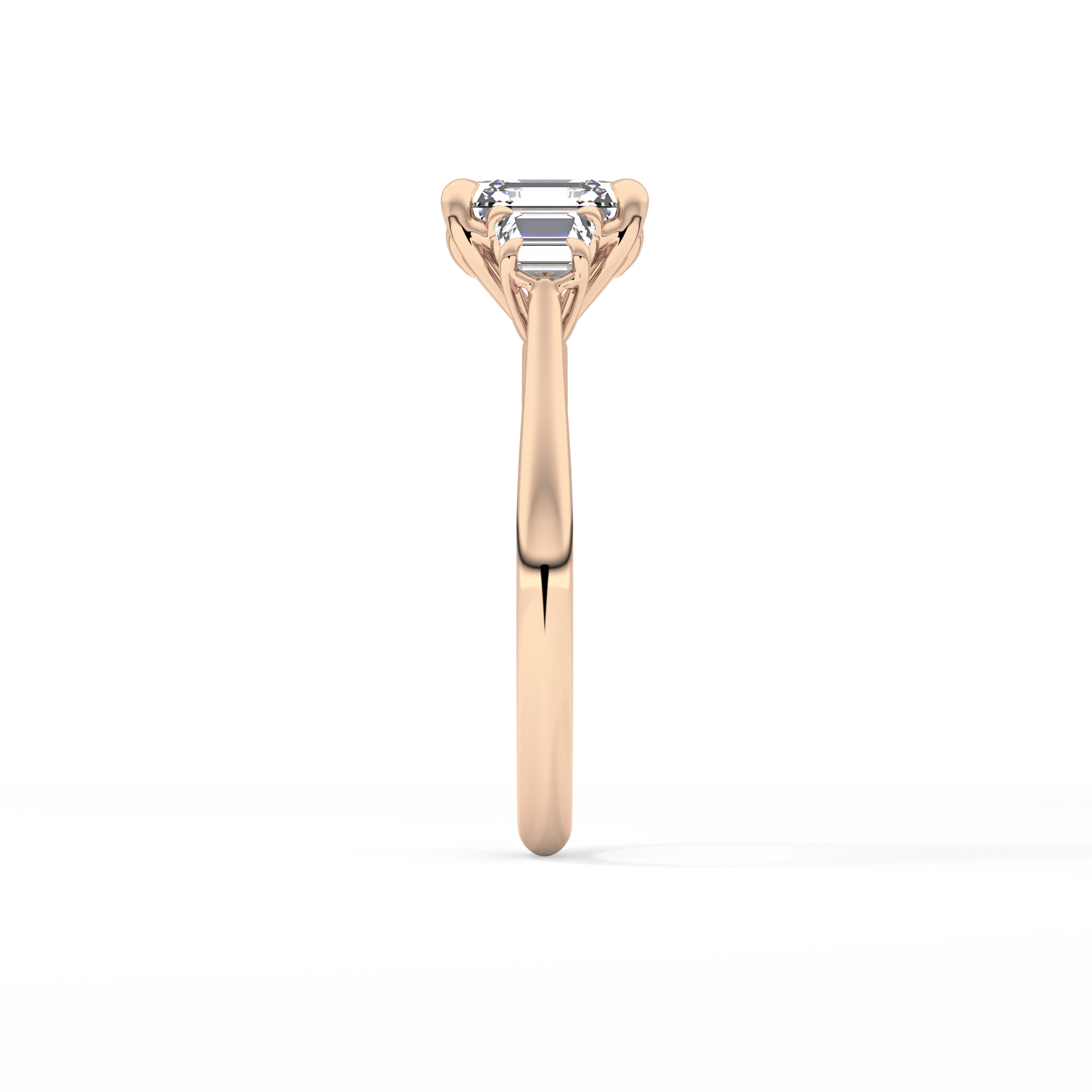 Asscher Three Stones Lab Grown Diamond Engagement Ring