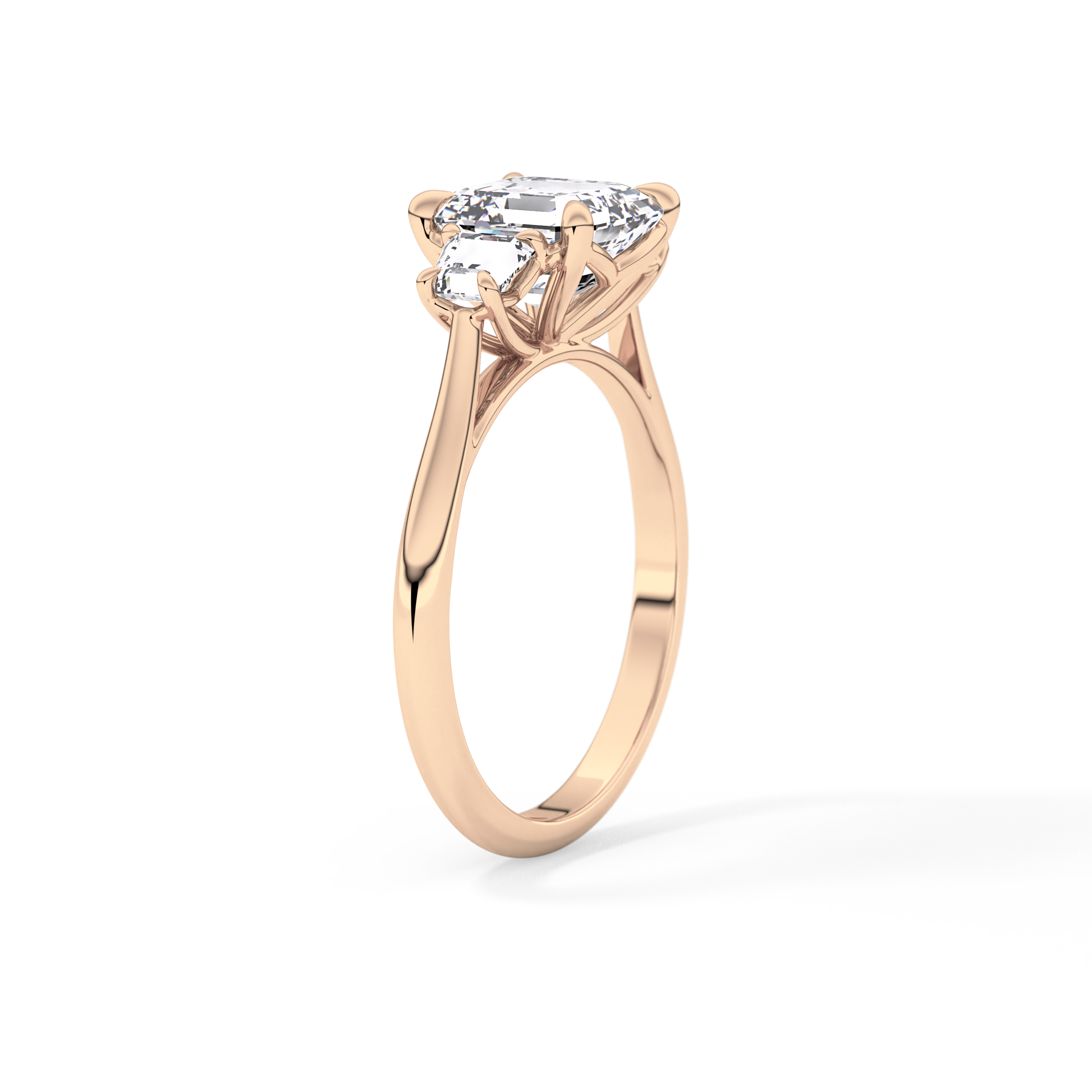 Asscher Three Stones Lab Grown Diamond Engagement Ring