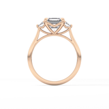 Asscher Three Stones Lab Grown Diamond Engagement Ring