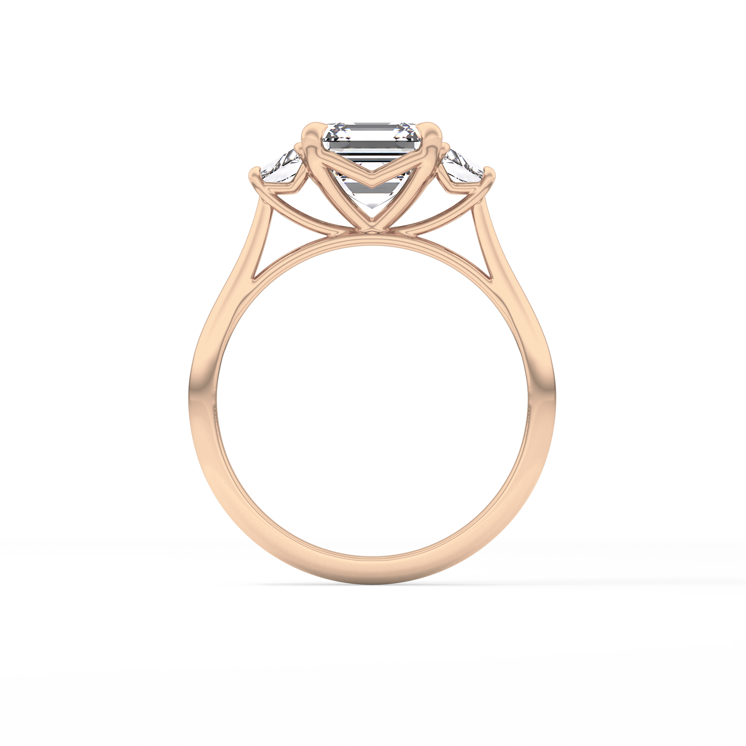 Asscher Three Stones Lab Grown Diamond Engagement Ring