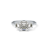 Asscher Three Stones Lab Grown Diamond Engagement Ring