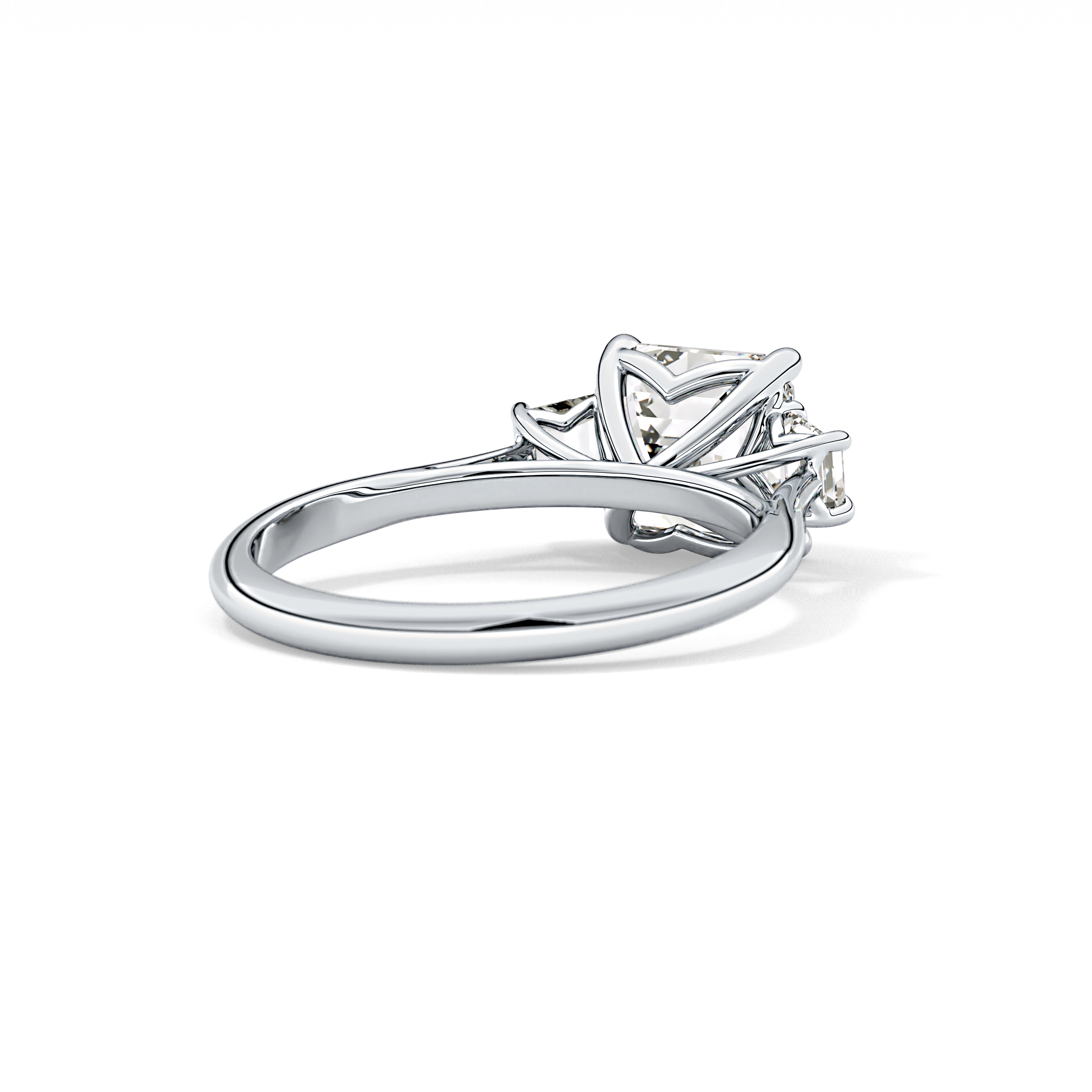 Asscher Three Stones Lab Grown Diamond Engagement Ring