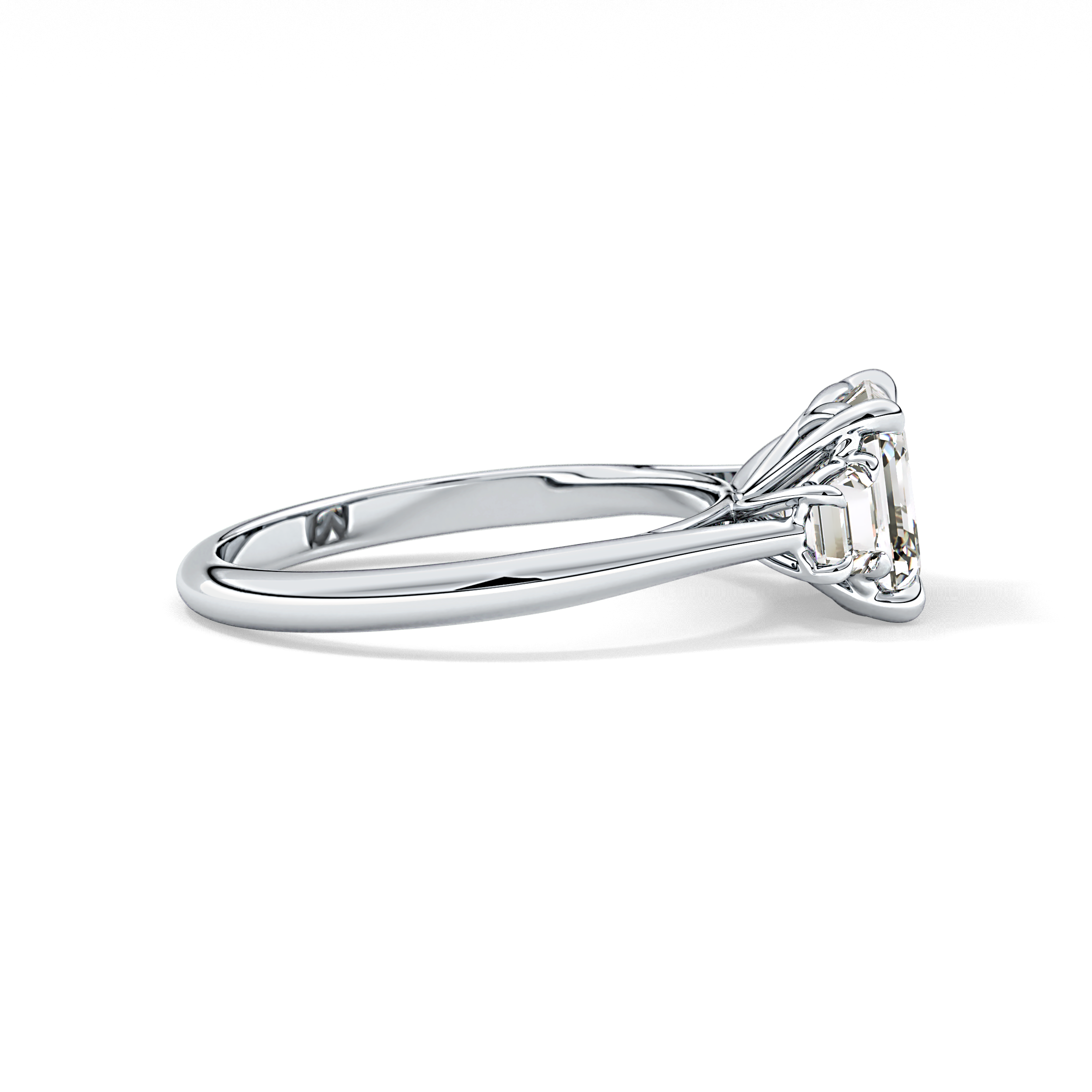 Asscher Three Stones Lab Grown Diamond Engagement Ring