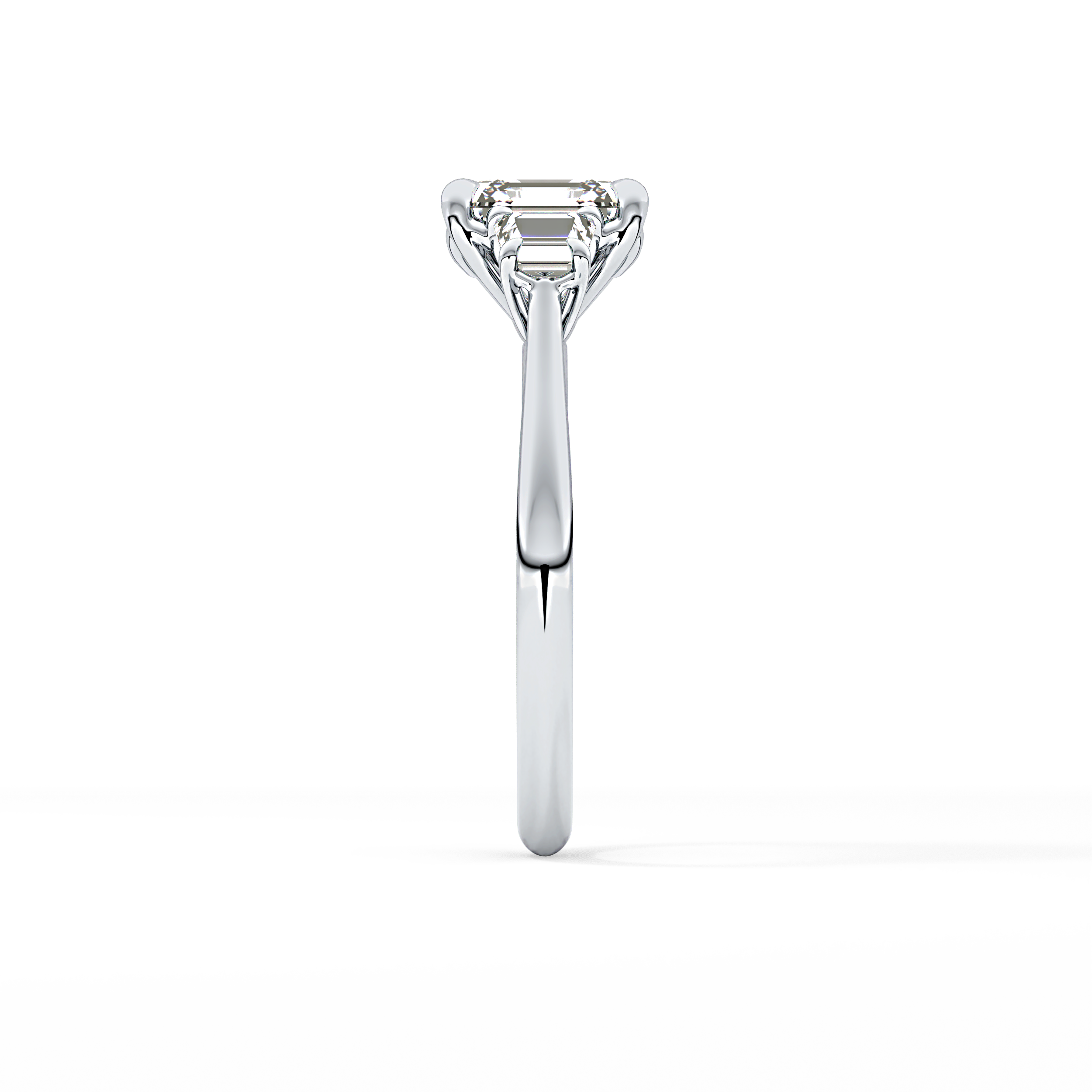 Asscher Three Stones Lab Grown Diamond Engagement Ring