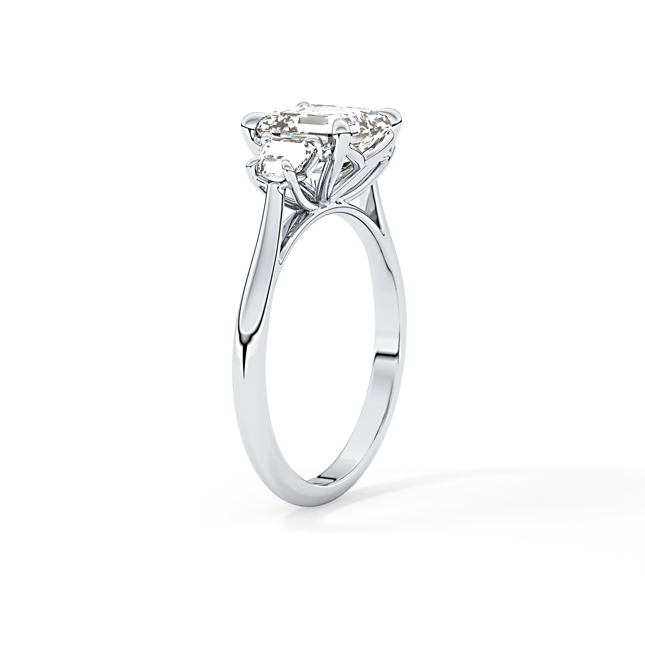 Asscher Three Stones Lab Grown Diamond Engagement Ring