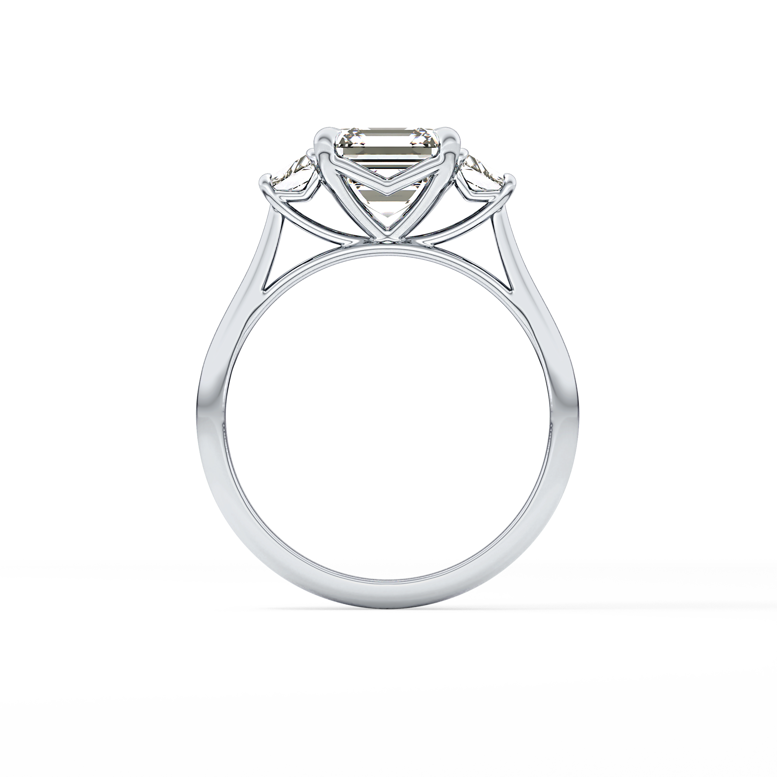 Asscher Three Stones Lab Grown Diamond Engagement Ring
