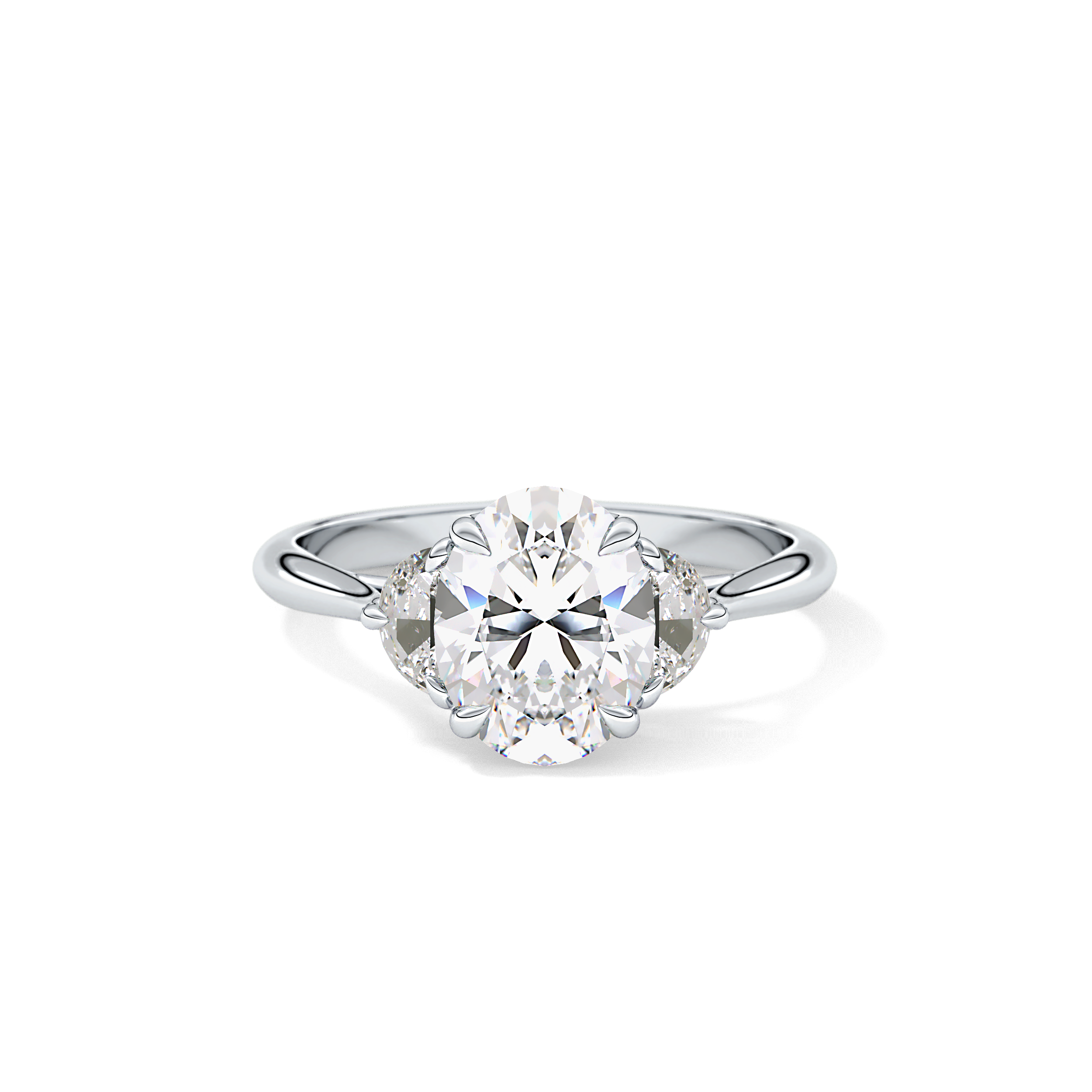 Oval Three Stone Lab Grown Diamond Engagement Ring