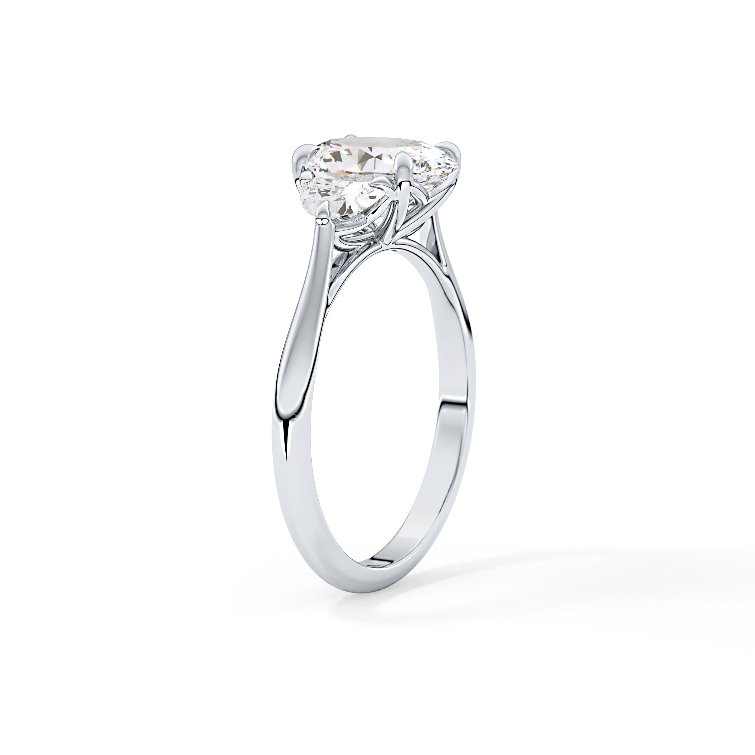 Oval Three Stone Lab Grown Diamond Engagement Ring