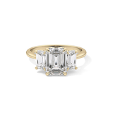 Emerald Three Stone Lab Grown Diamond Engagement Ring