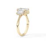 Emerald Three Stone Lab Grown Diamond Engagement Ring