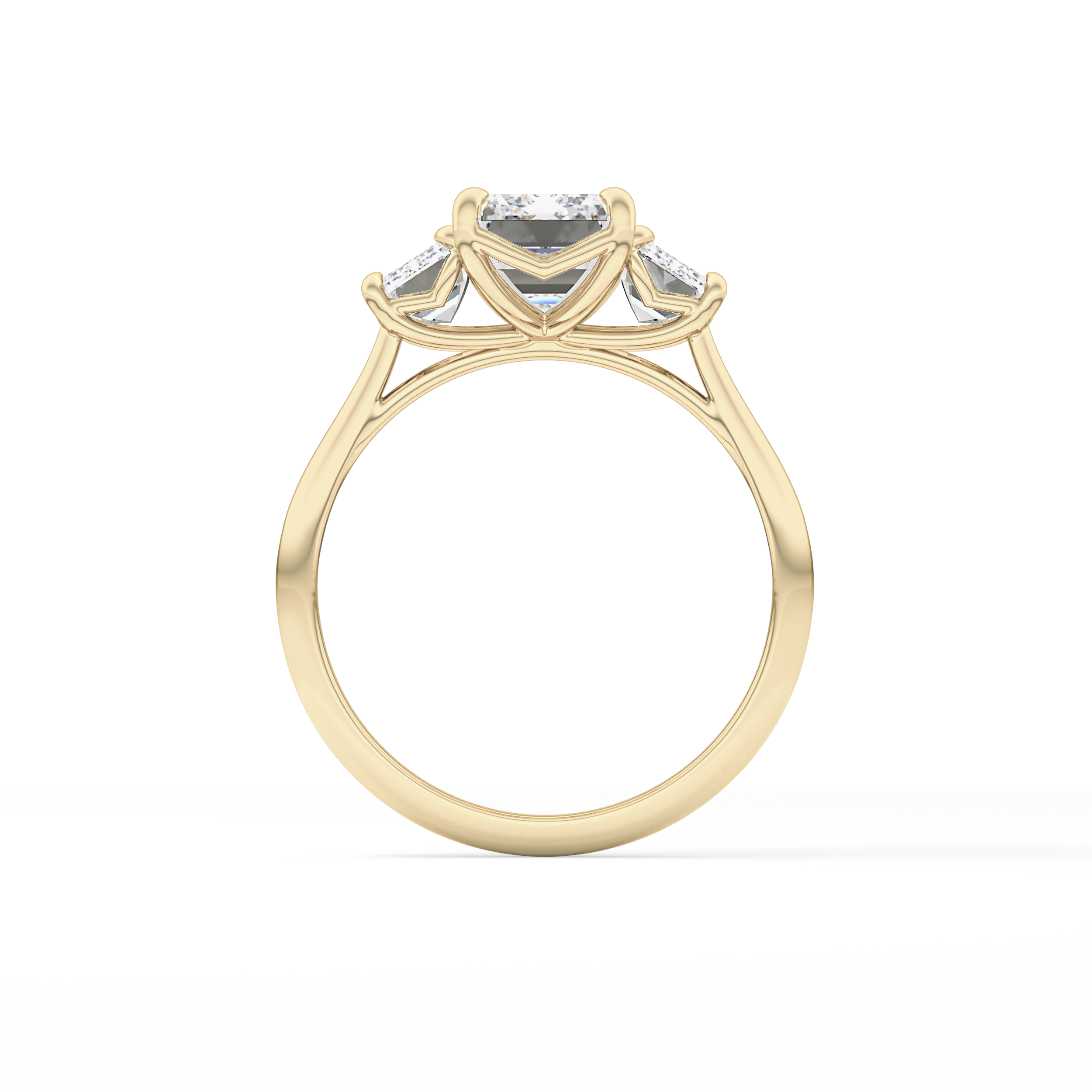 Emerald Three Stone Lab Grown Diamond Engagement Ring