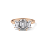 Emerald Three Stone Lab Grown Diamond Engagement Ring