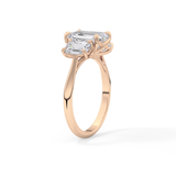 Emerald Three Stone Lab Grown Diamond Engagement Ring