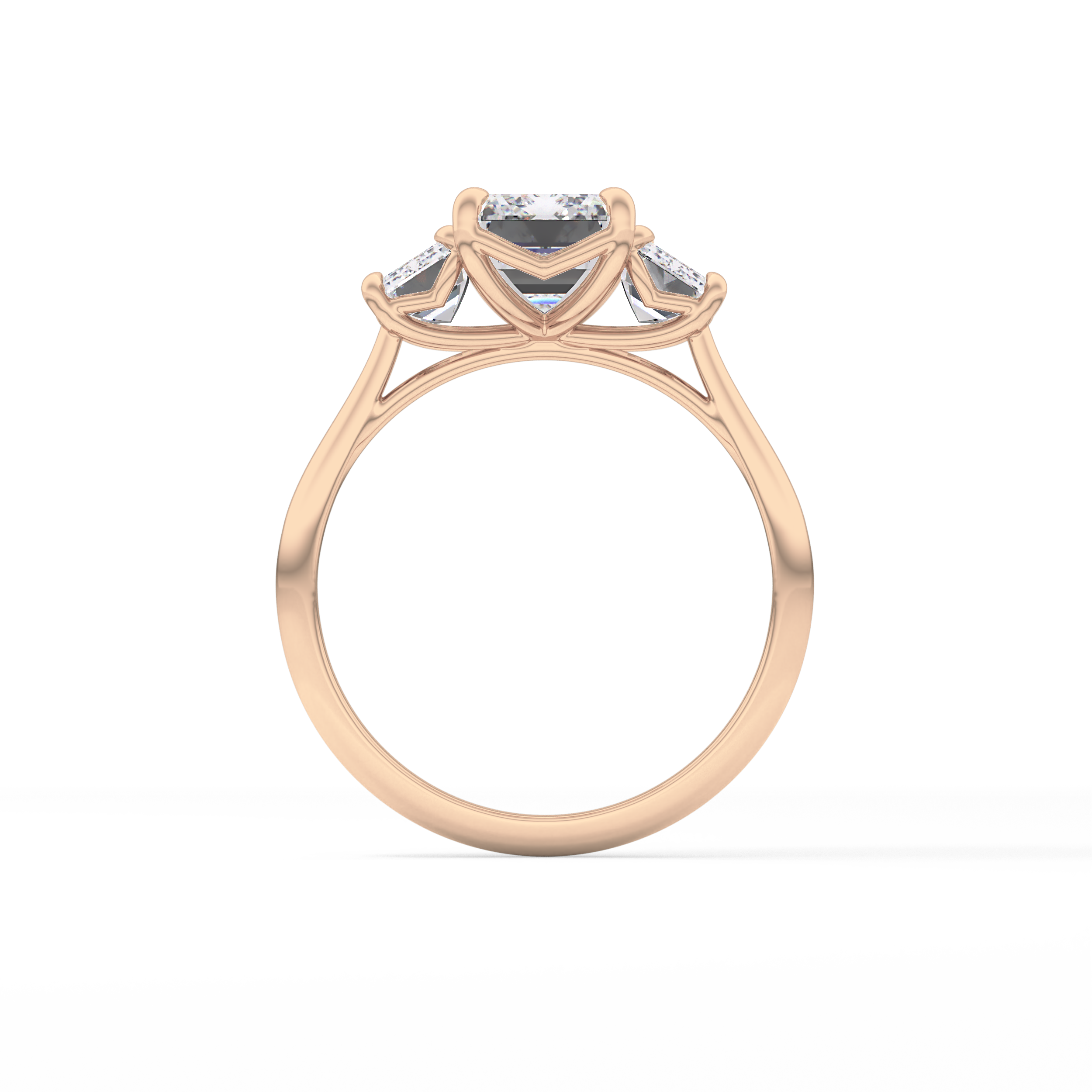 Emerald Three Stone Lab Grown Diamond Engagement Ring