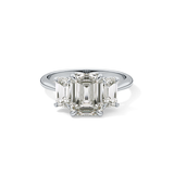 Emerald Three Stone Lab Grown Diamond Engagement Ring