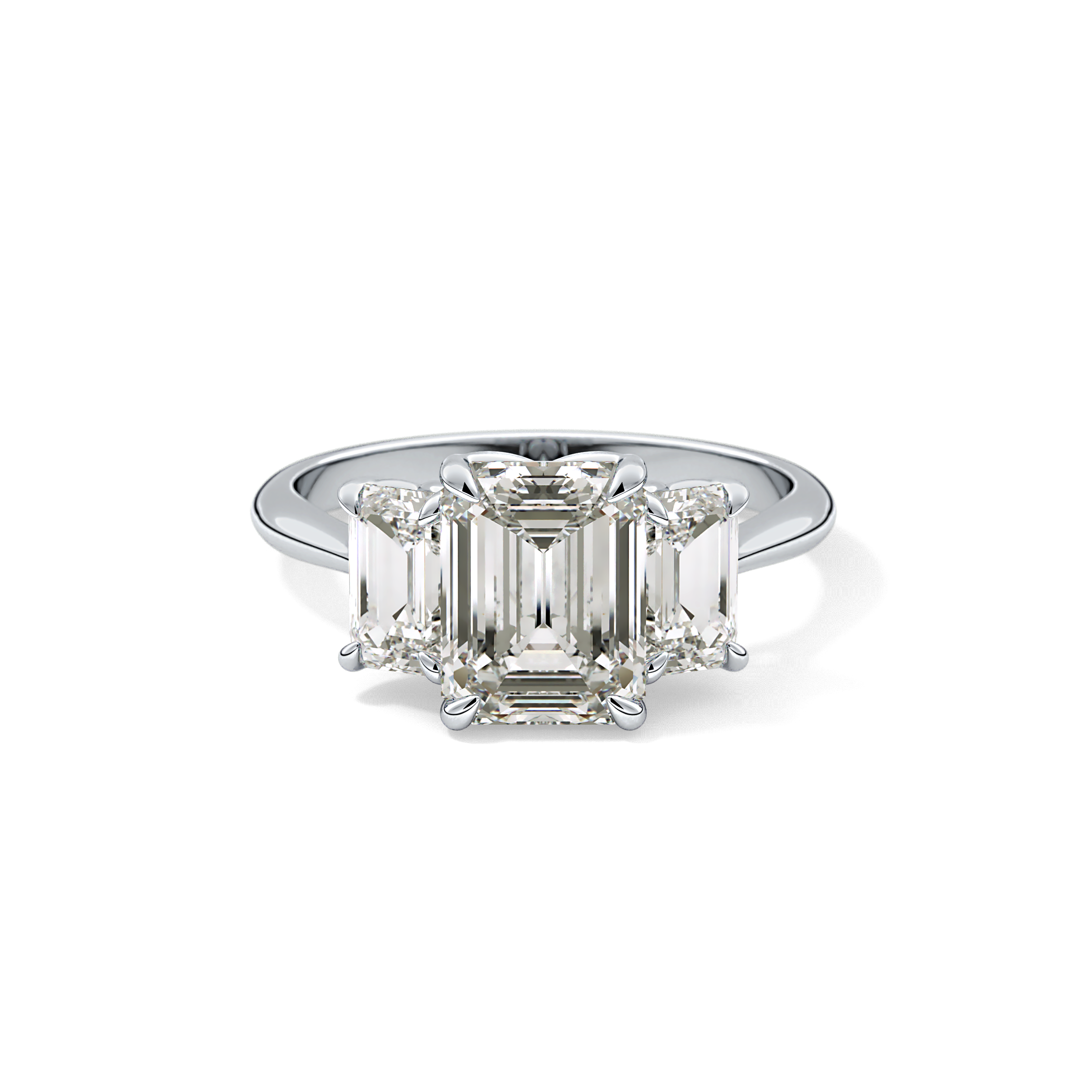 Emerald Three Stone Lab Grown Diamond Engagement Ring