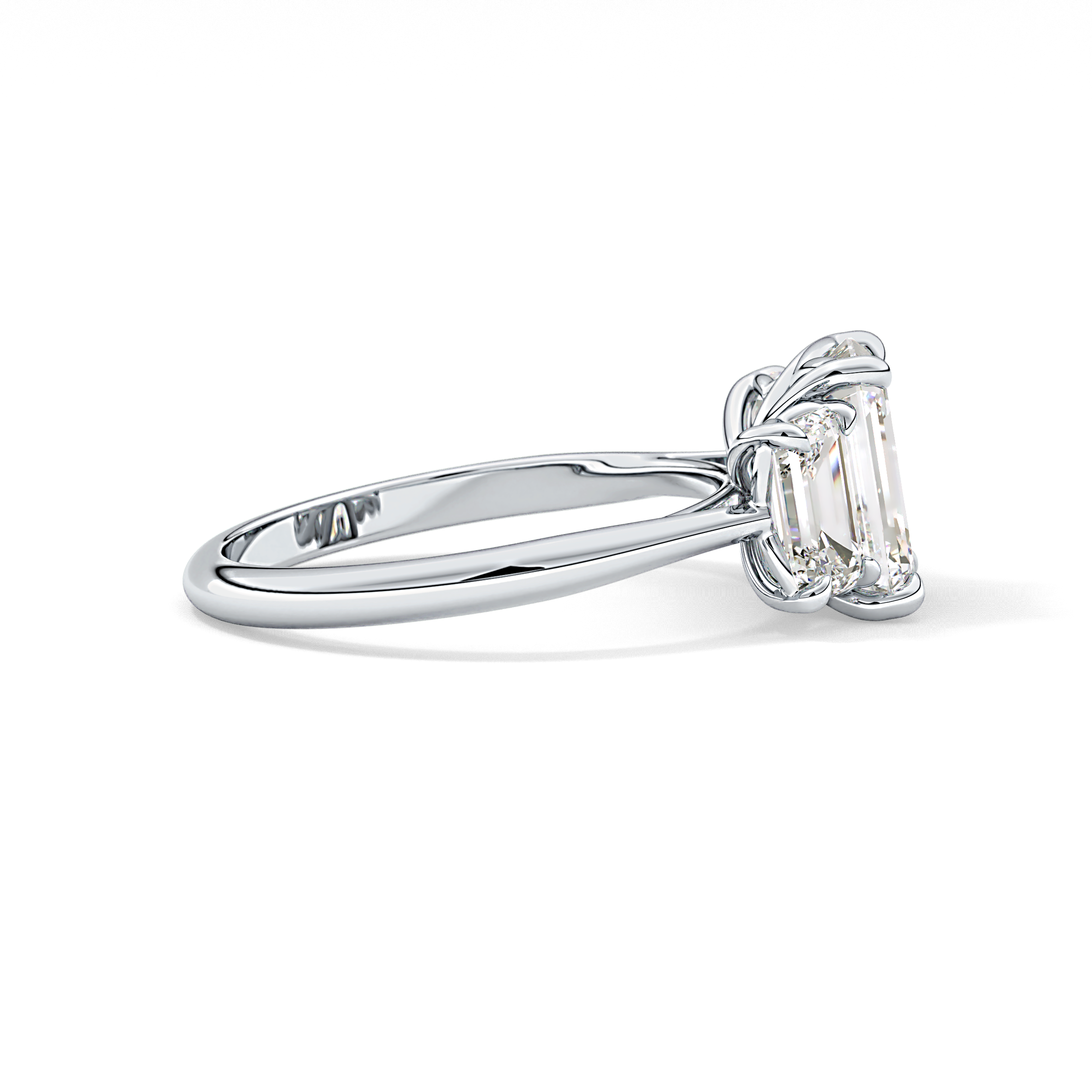 Emerald Three Stone Lab Grown Diamond Engagement Ring