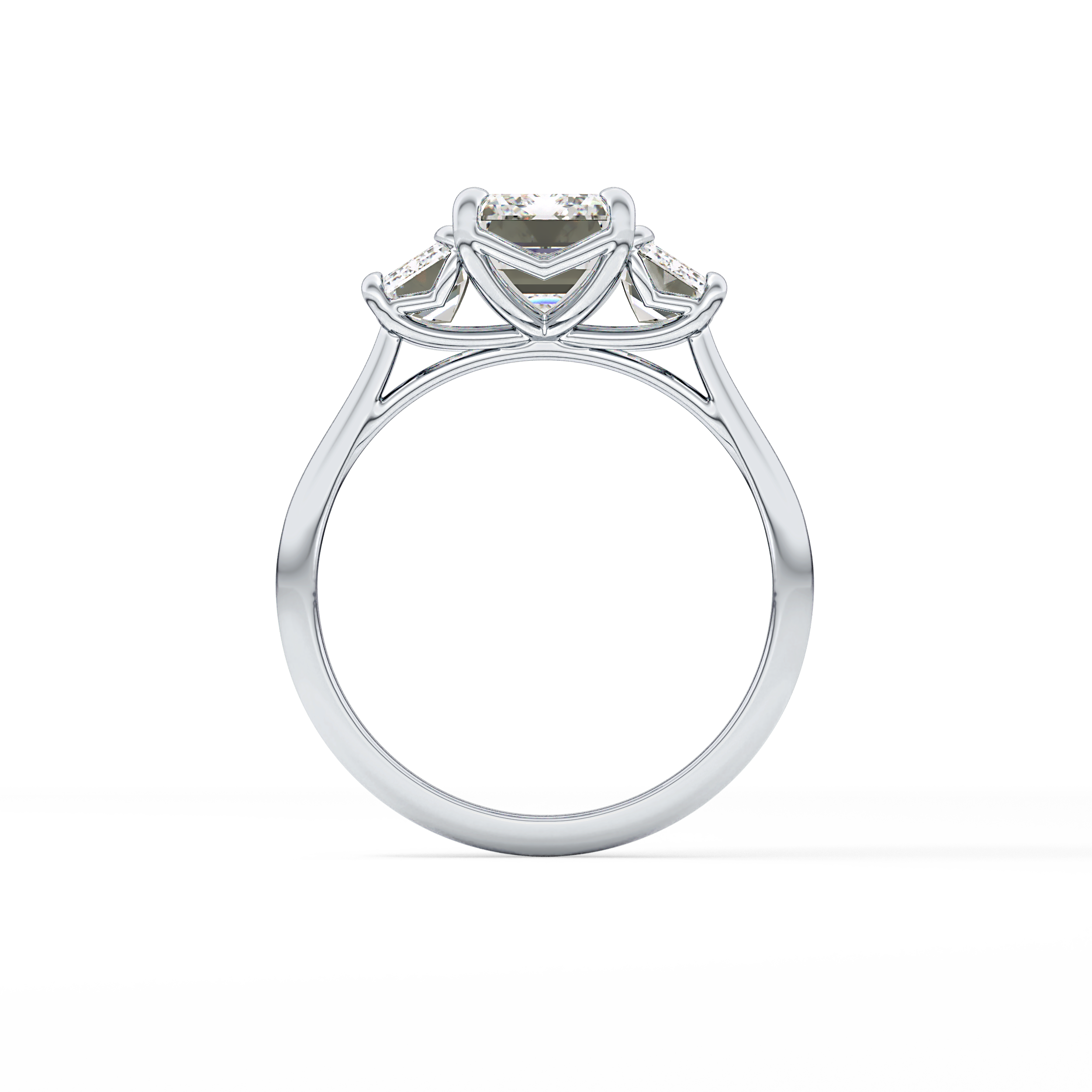 Emerald Three Stone Lab Grown Diamond Engagement Ring