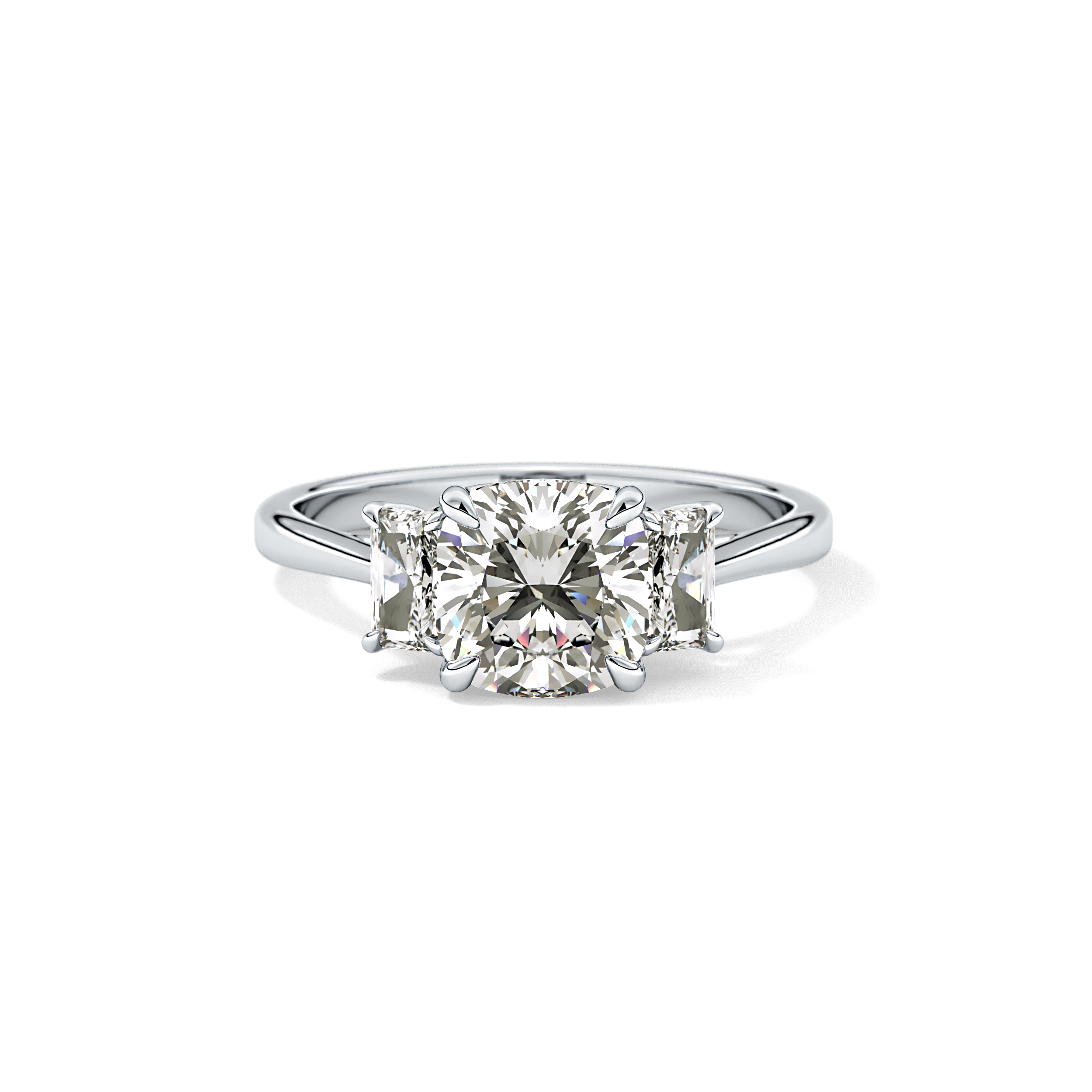 Cushion Three Stone Lab Grown Diamond Engagement Ring