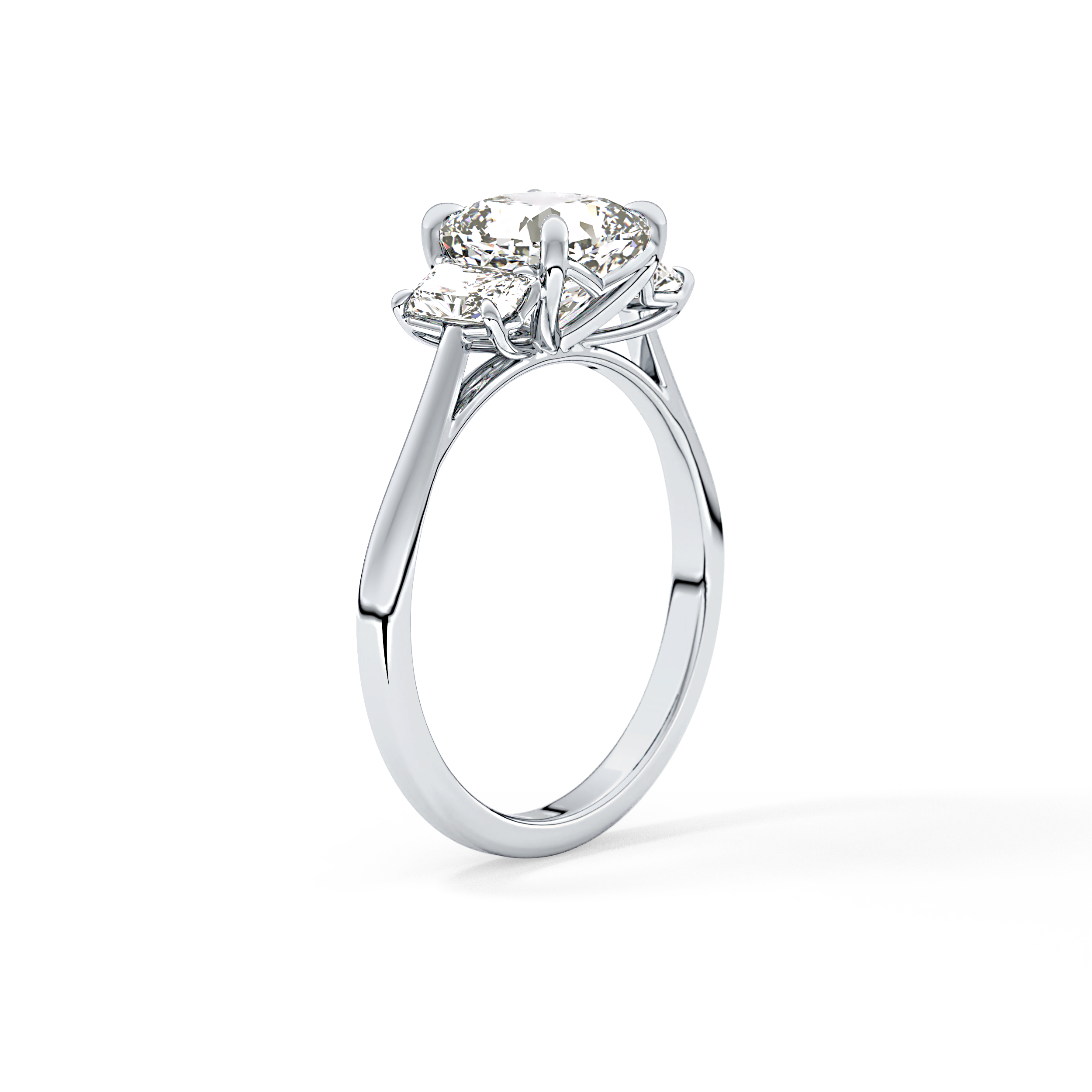 Cushion Three Stone Lab Grown Diamond Engagement Ring