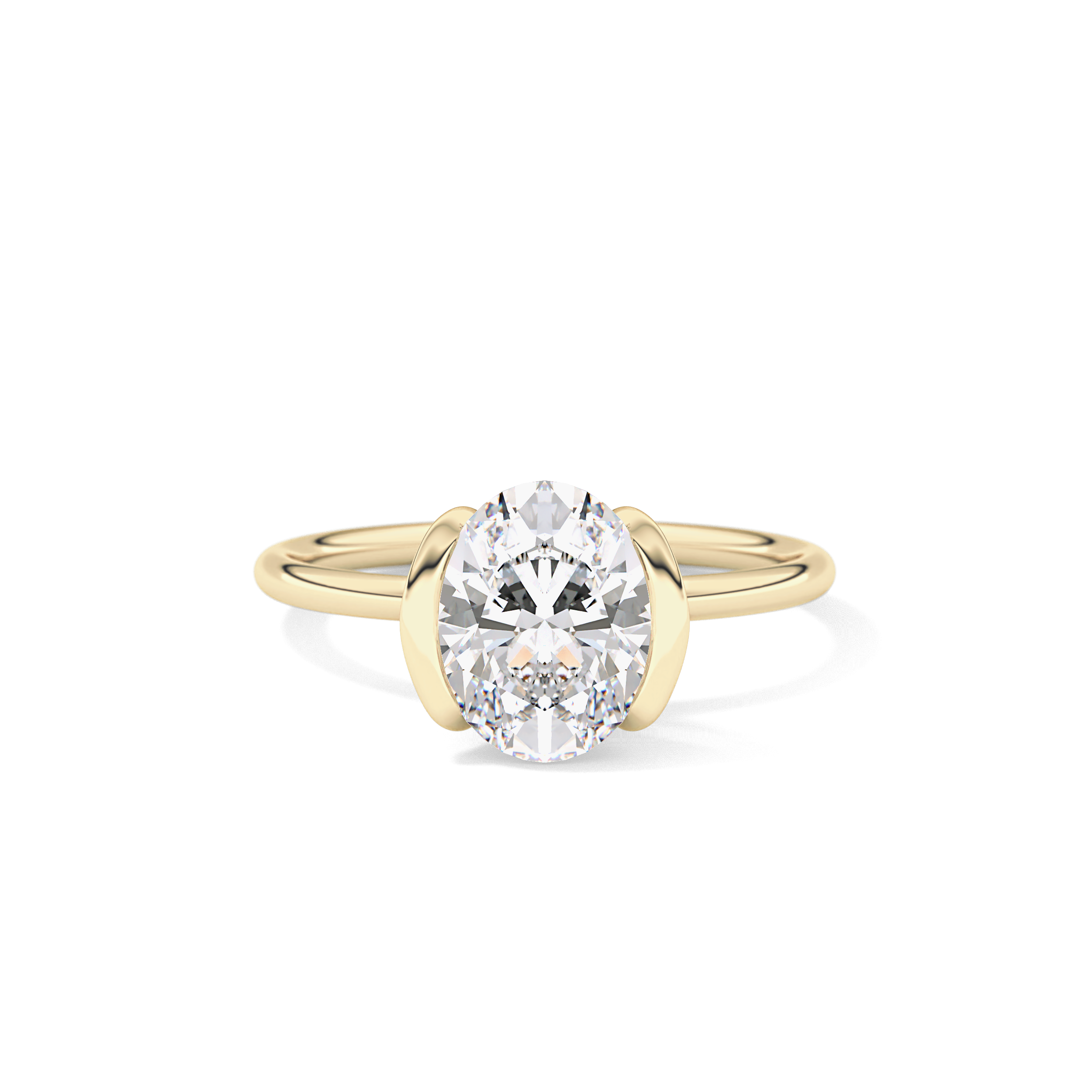 Oval Solitaire Bezel Lab Grown Diamond Engagement Ring