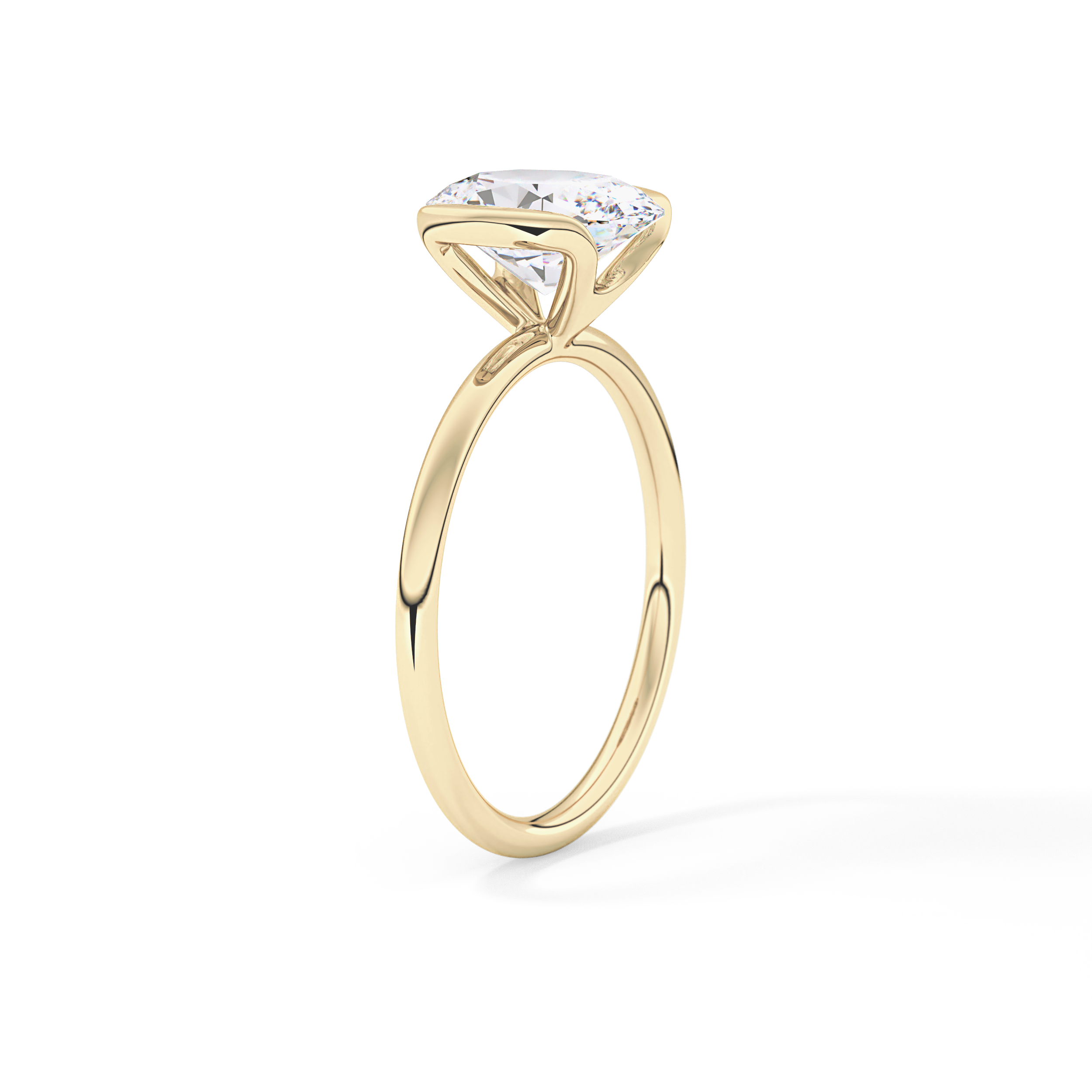 Oval Solitaire Bezel Lab Grown Diamond Engagement Ring