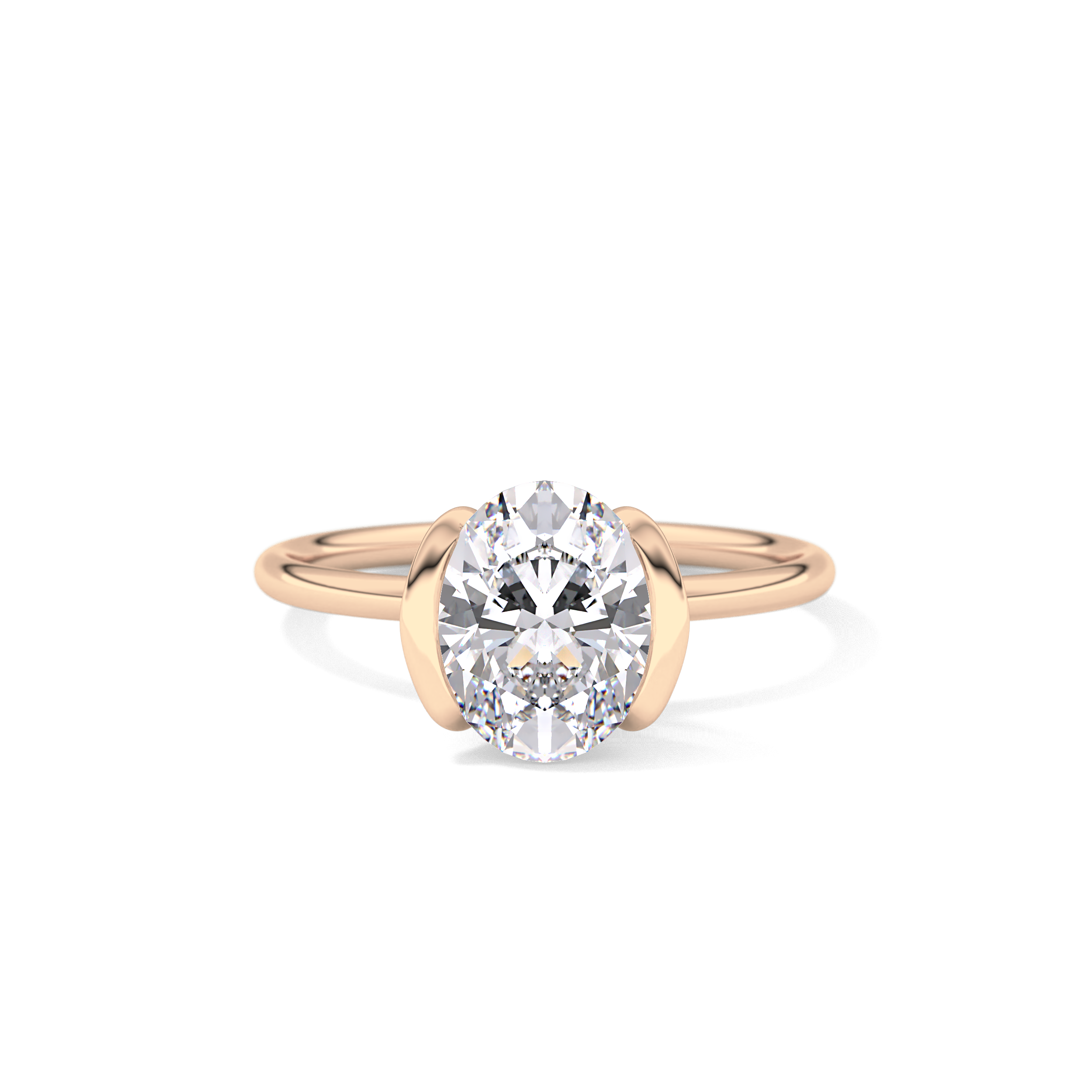 Oval Solitaire Bezel Lab Grown Diamond Engagement Ring